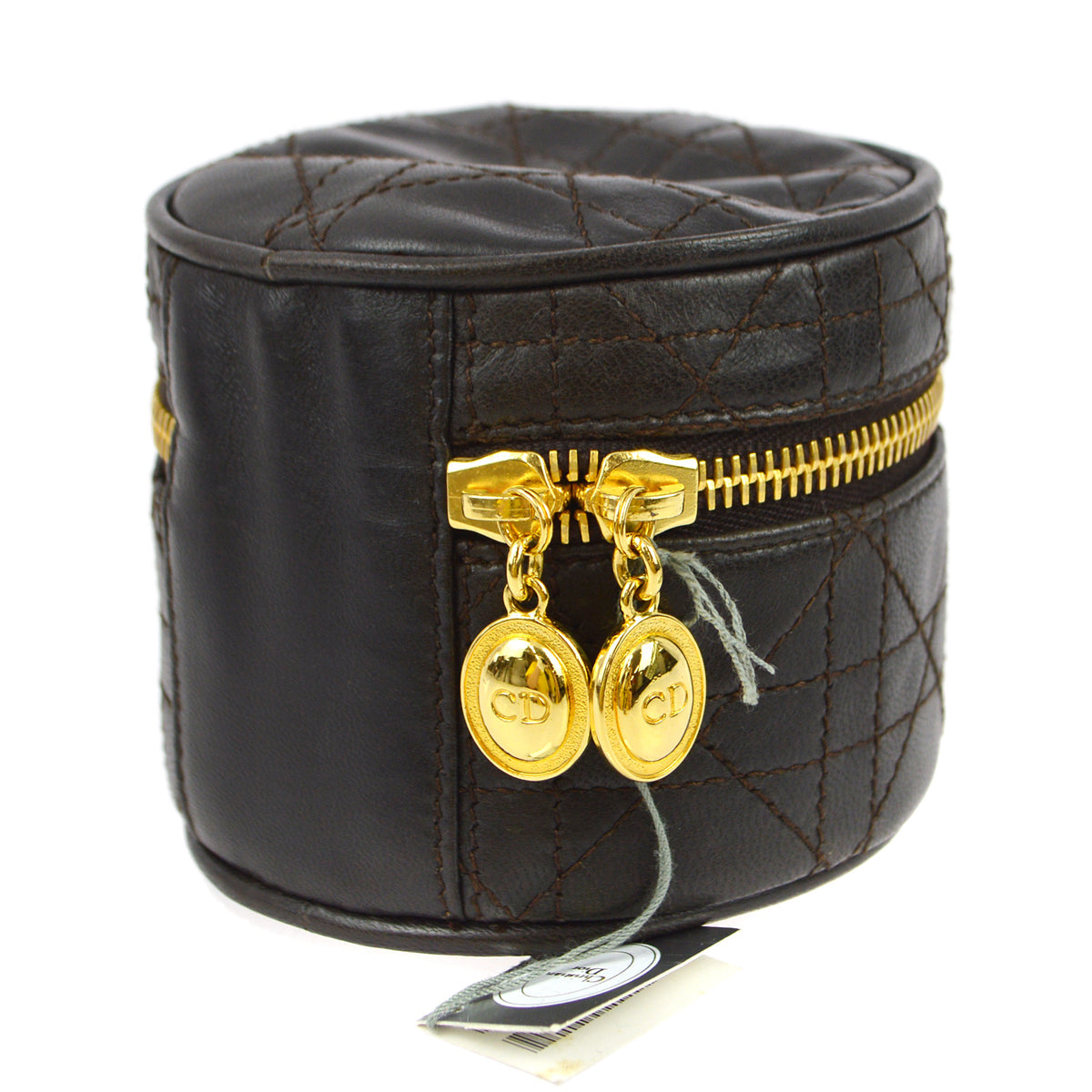 Christian Dior 2006 Brown Calfskin Cannage Cosmetic Pouch