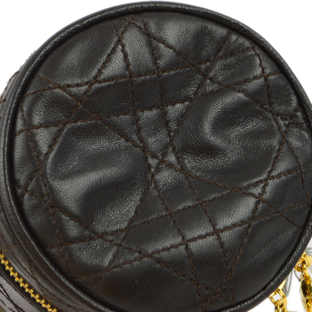 Christian Dior 2006 Brown Calfskin Cannage Cosmetic Pouch