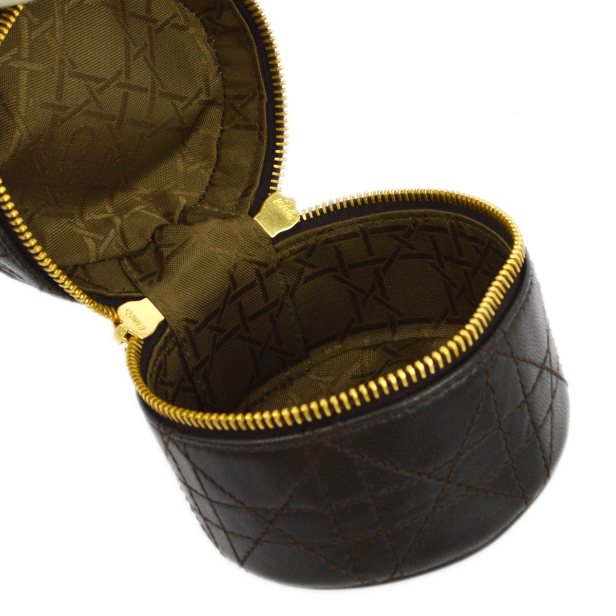 Christian Dior 2006 Brown Calfskin Cannage Cosmetic Pouch