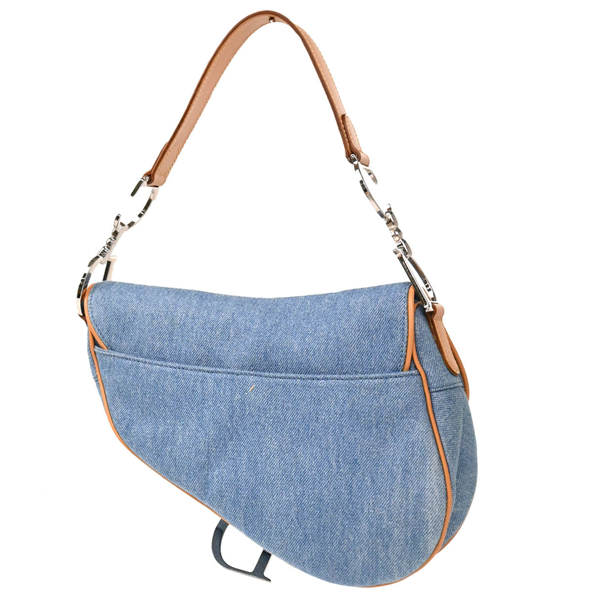Christian Dior 2002 Light Blue Denim Saddle Handbag