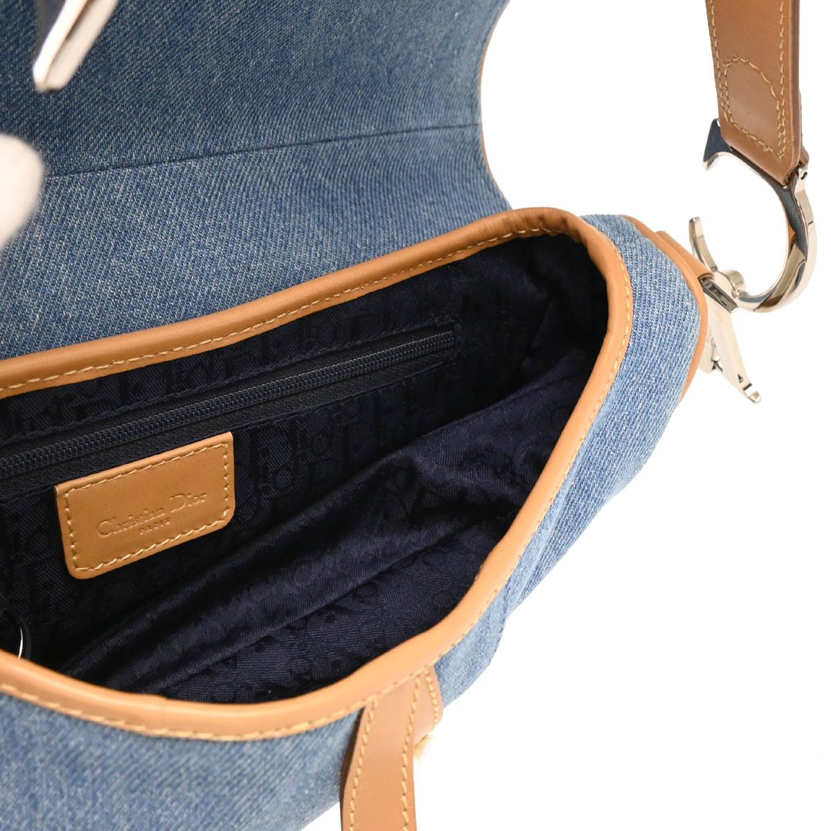 Christian Dior 2002 Light Blue Denim Saddle Handbag
