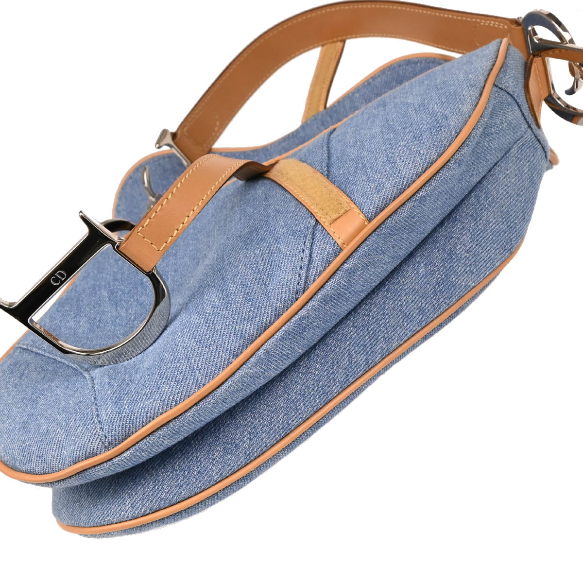 Christian Dior 2002 Light Blue Denim Saddle Handbag