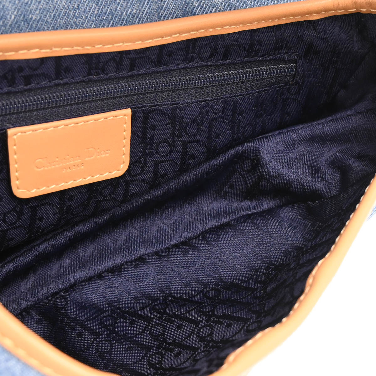Christian Dior 2002 Light Blue Denim Saddle Handbag