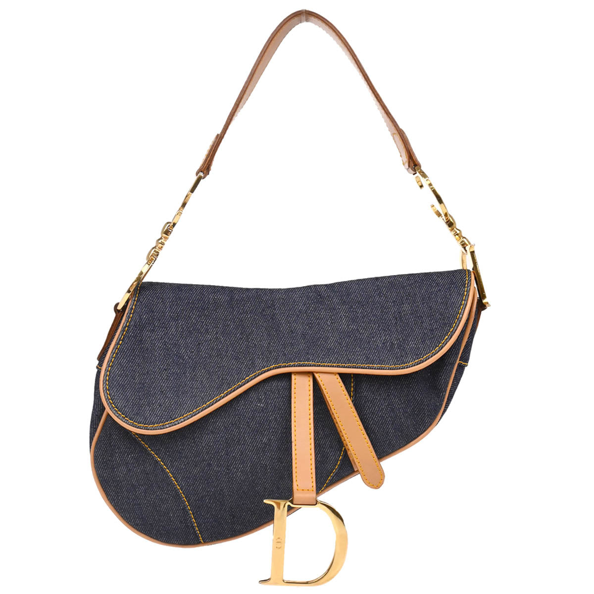 Christian Dior 2000 Navy Denim Saddle Handbag