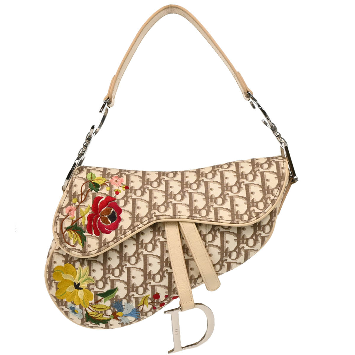 Christian Dior 2004 Beige Canvas Saddle Handbag