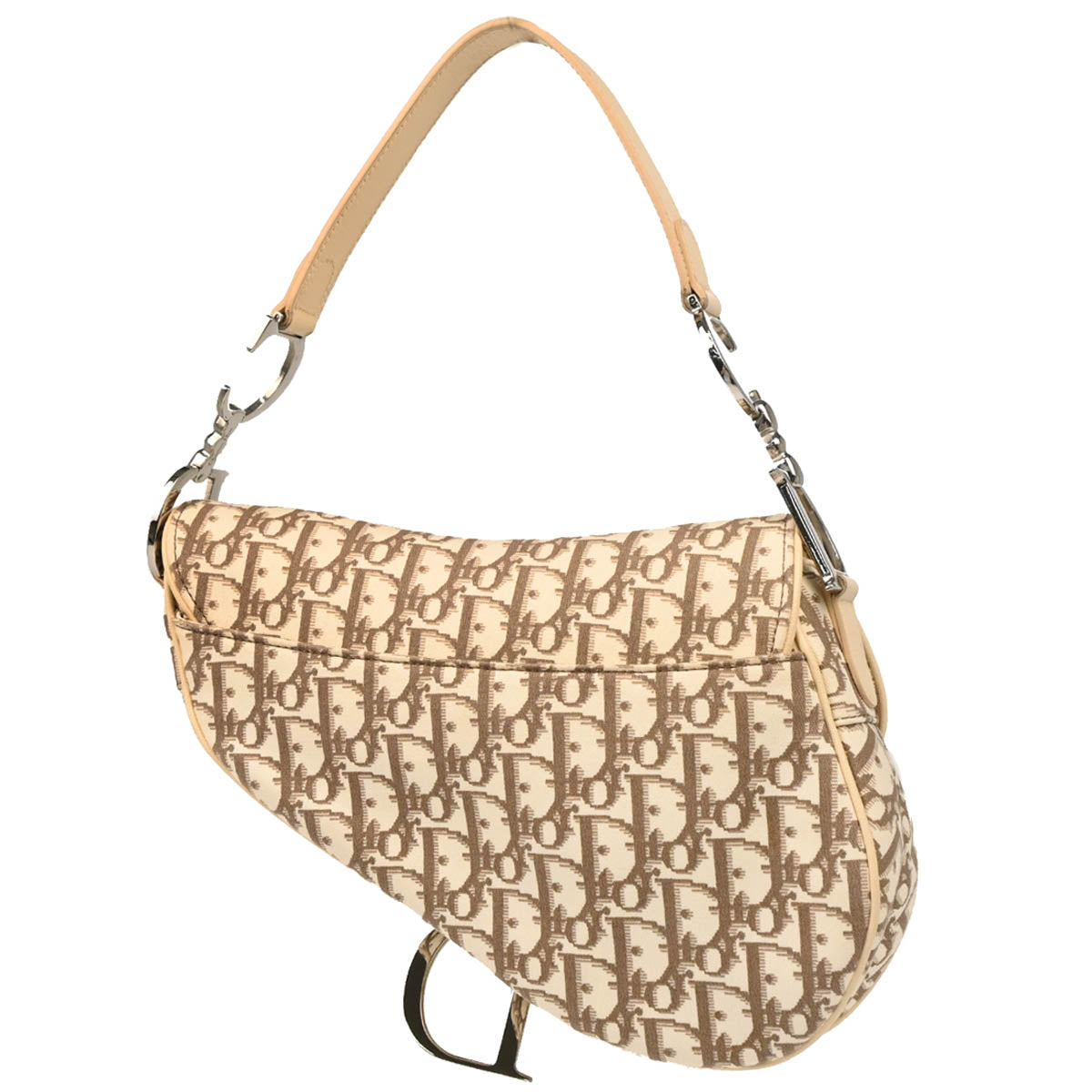 Christian Dior 2004 Beige Canvas Saddle Handbag