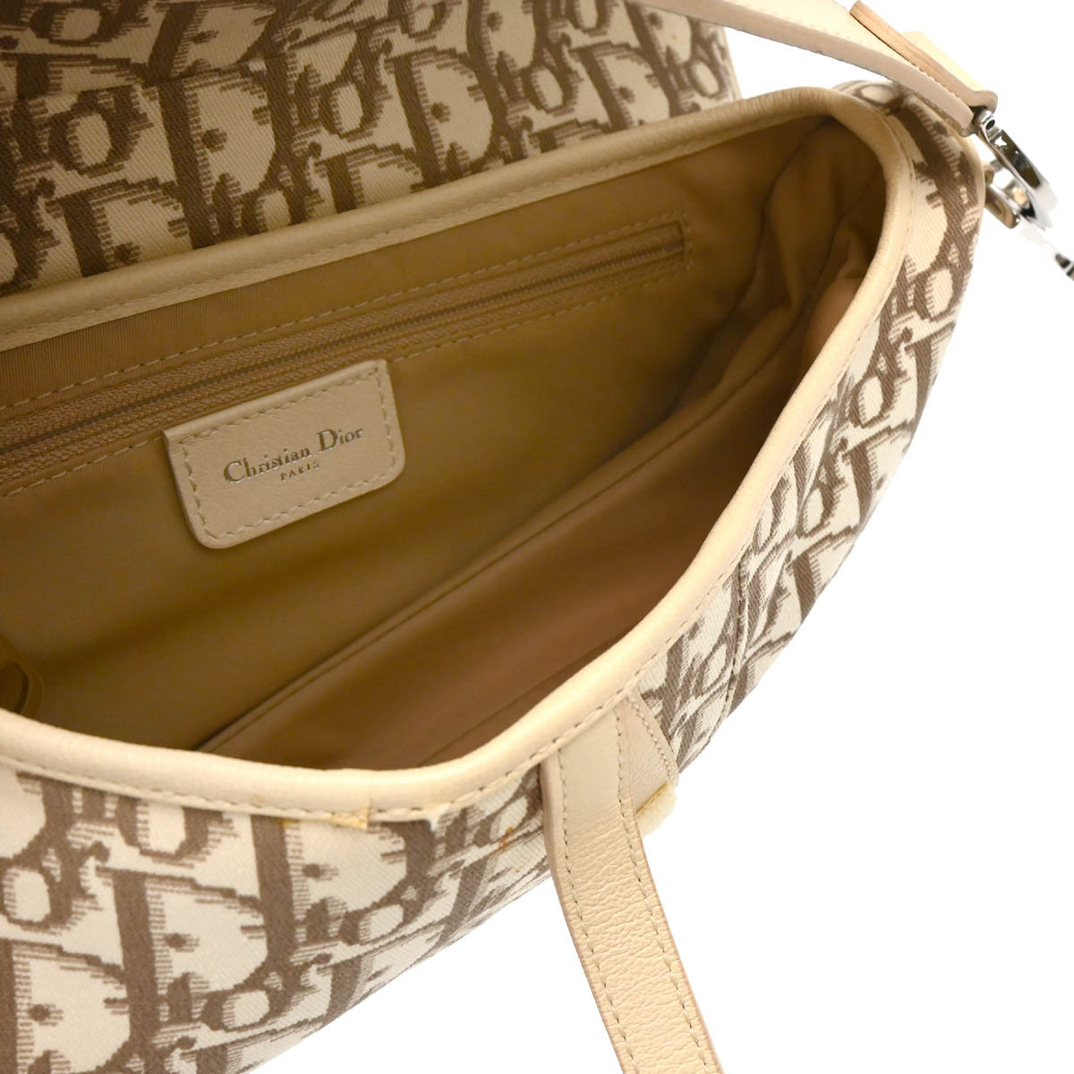 Christian Dior 2004 Beige Canvas Saddle Handbag