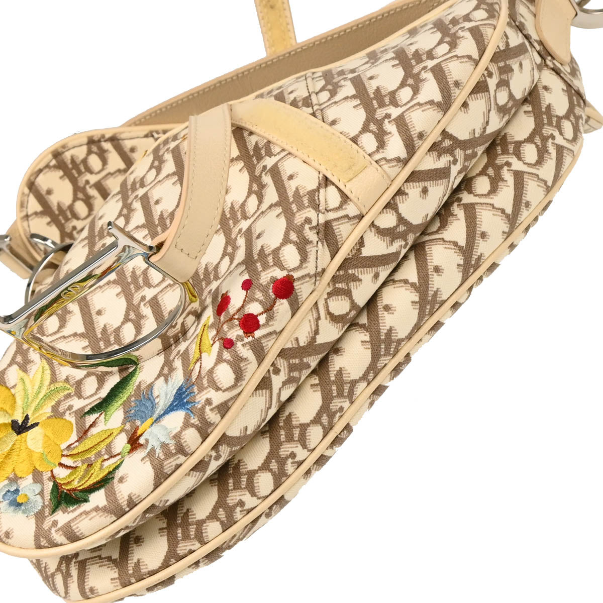 Christian Dior 2004 Beige Canvas Saddle Handbag