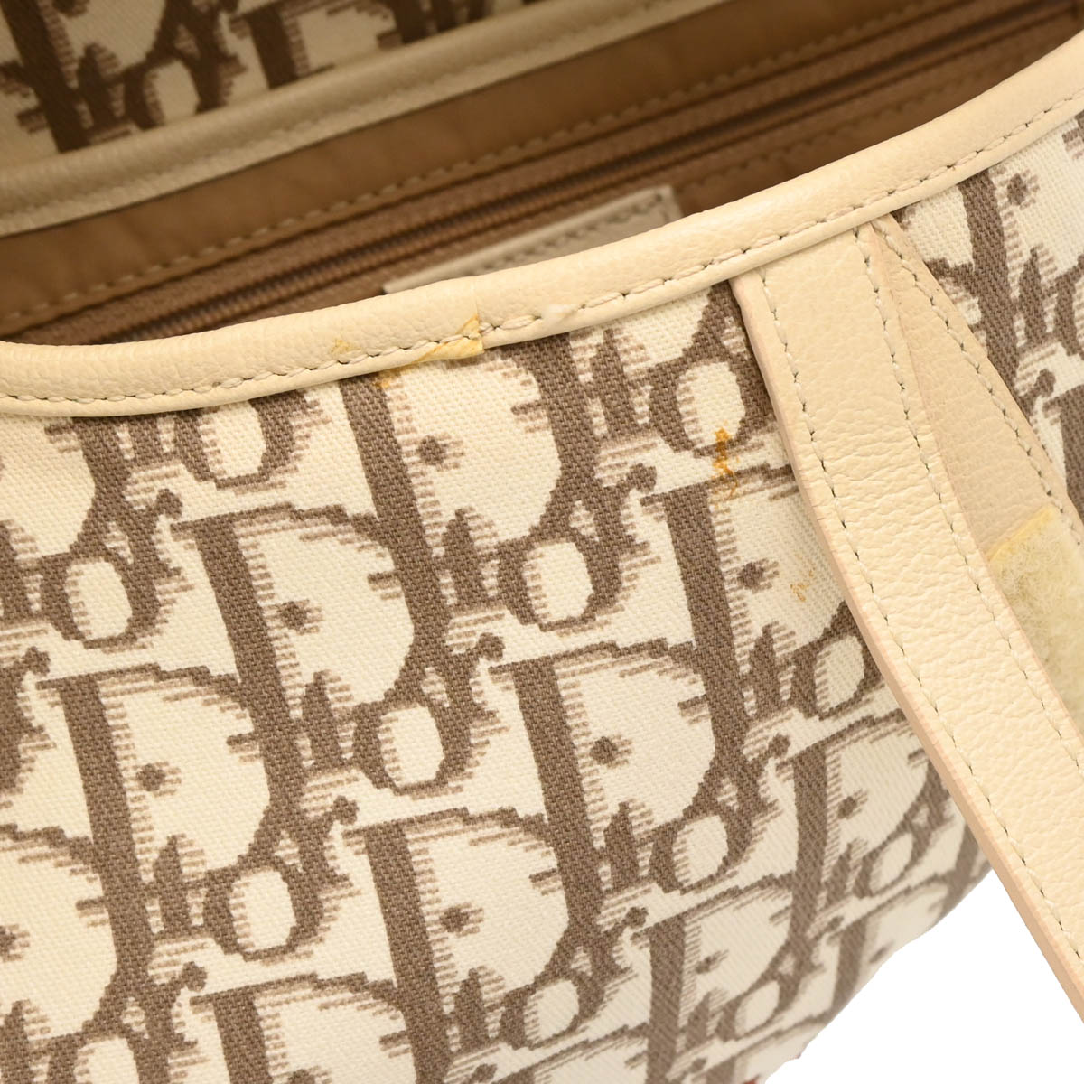 Christian Dior 2004 Beige Canvas Saddle Handbag