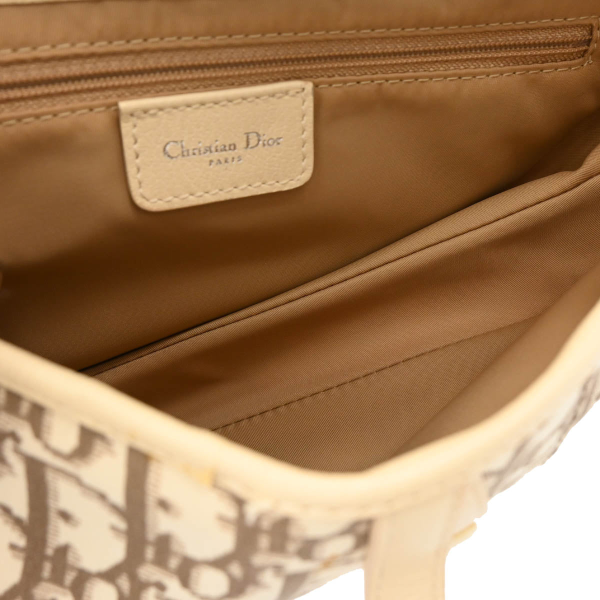 Christian Dior 2004 Beige Canvas Saddle Handbag