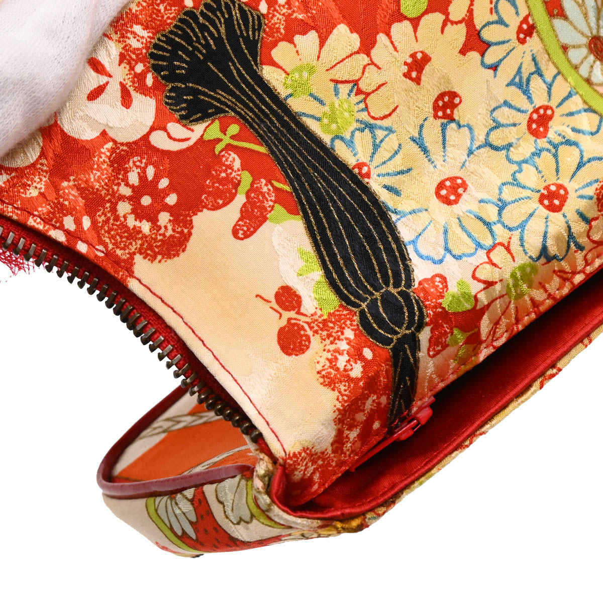 Christian 2001 Dior Multicolor Silk Embroidered Saddle Clutch