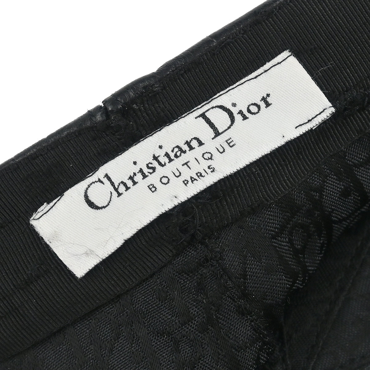 Christian Dior Black Embossed Leather Newsboy Cap Hat Small Good