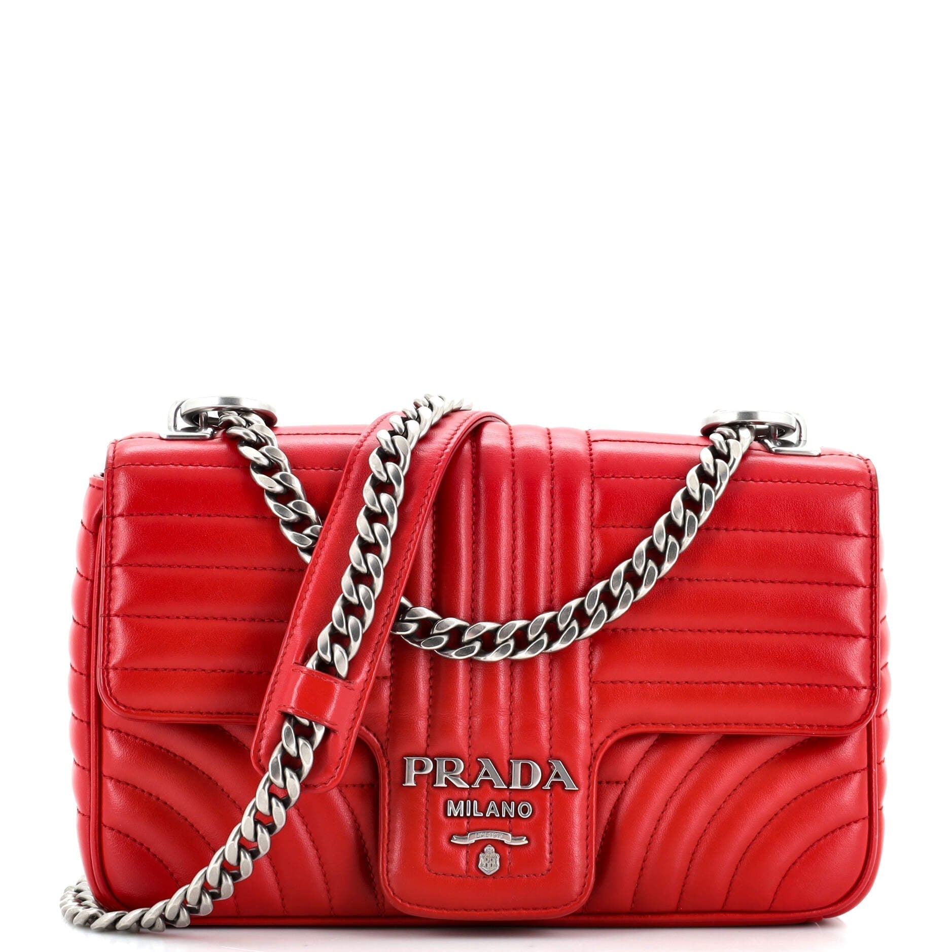 PRADA Chain Flap Shoulder Bag Diagramme Quilted Leather Medium