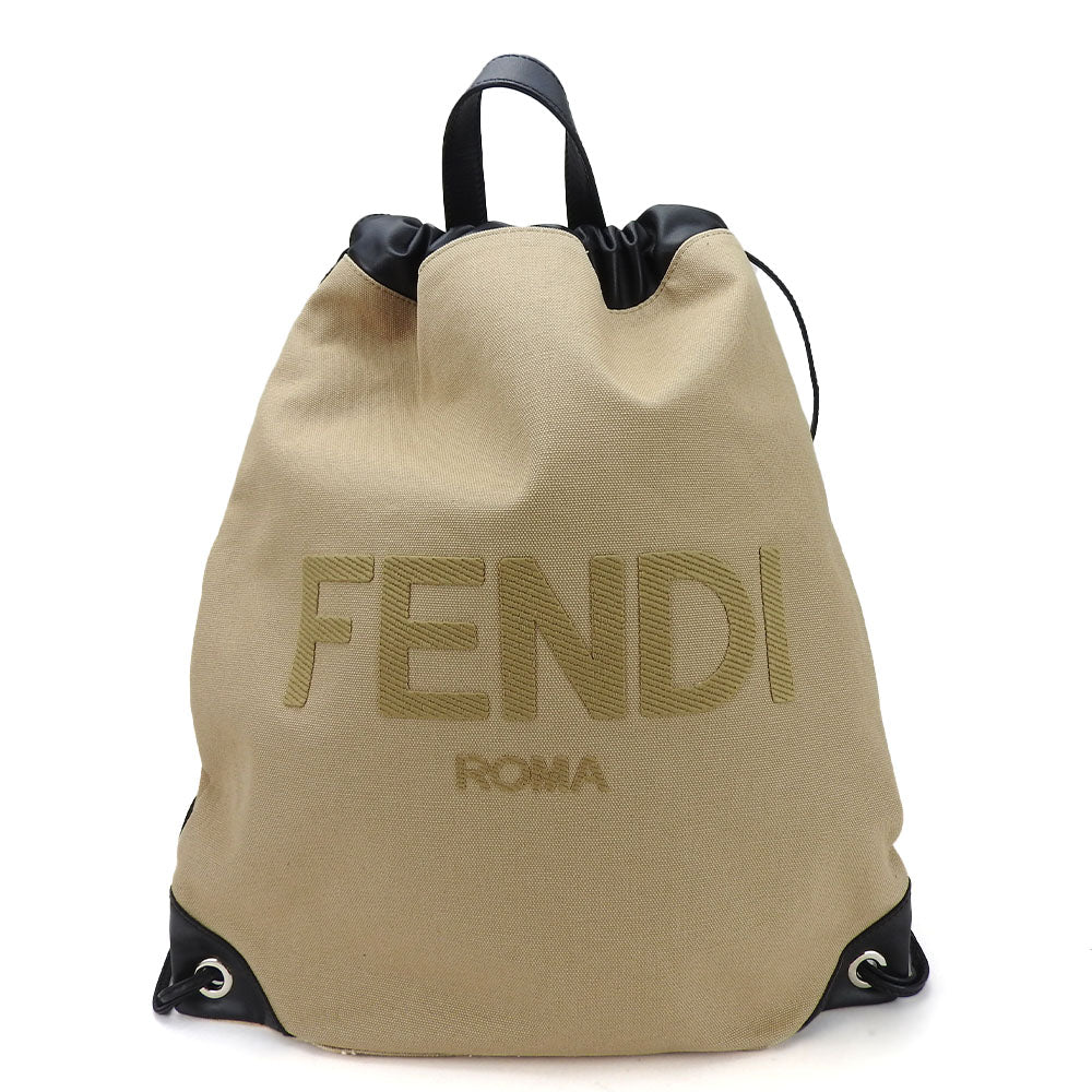 FENDI Backpack 7VZ057 Canvas, Leather beige Women Used