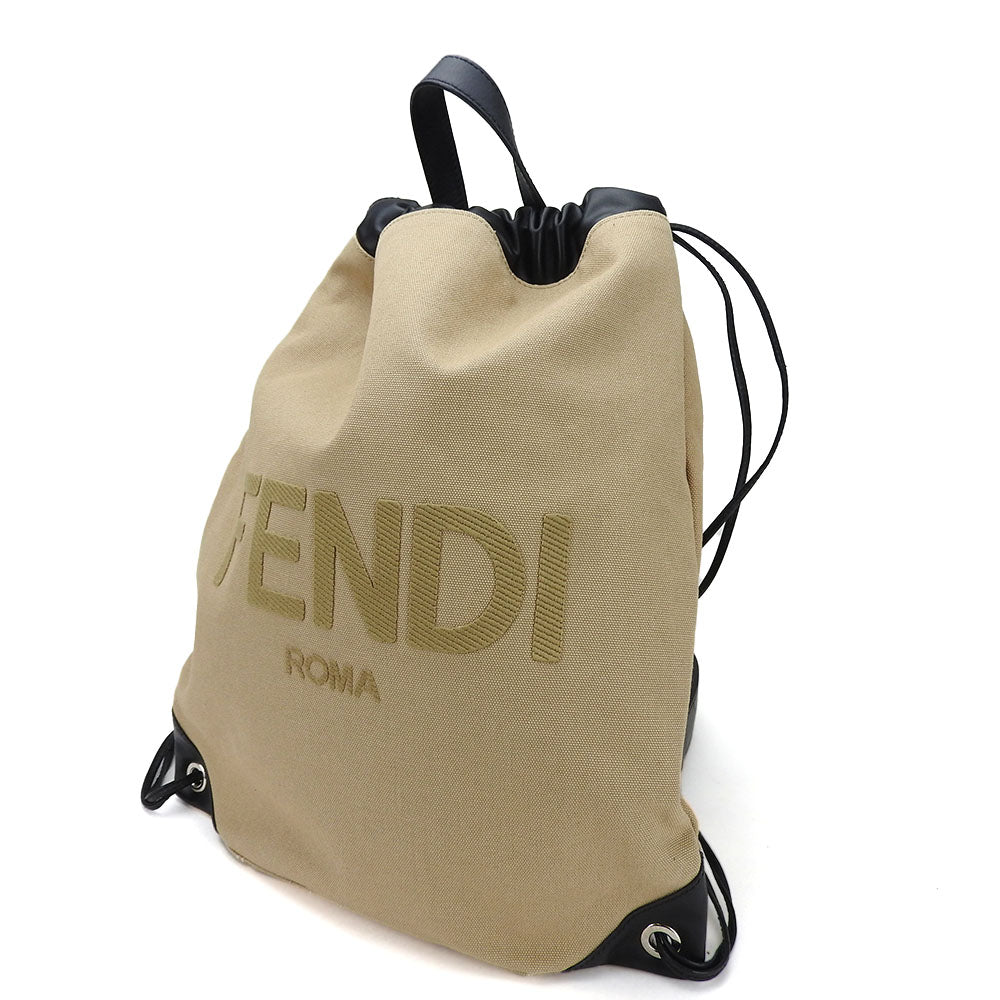 FENDI Backpack 7VZ057 Canvas, Leather beige Women Used