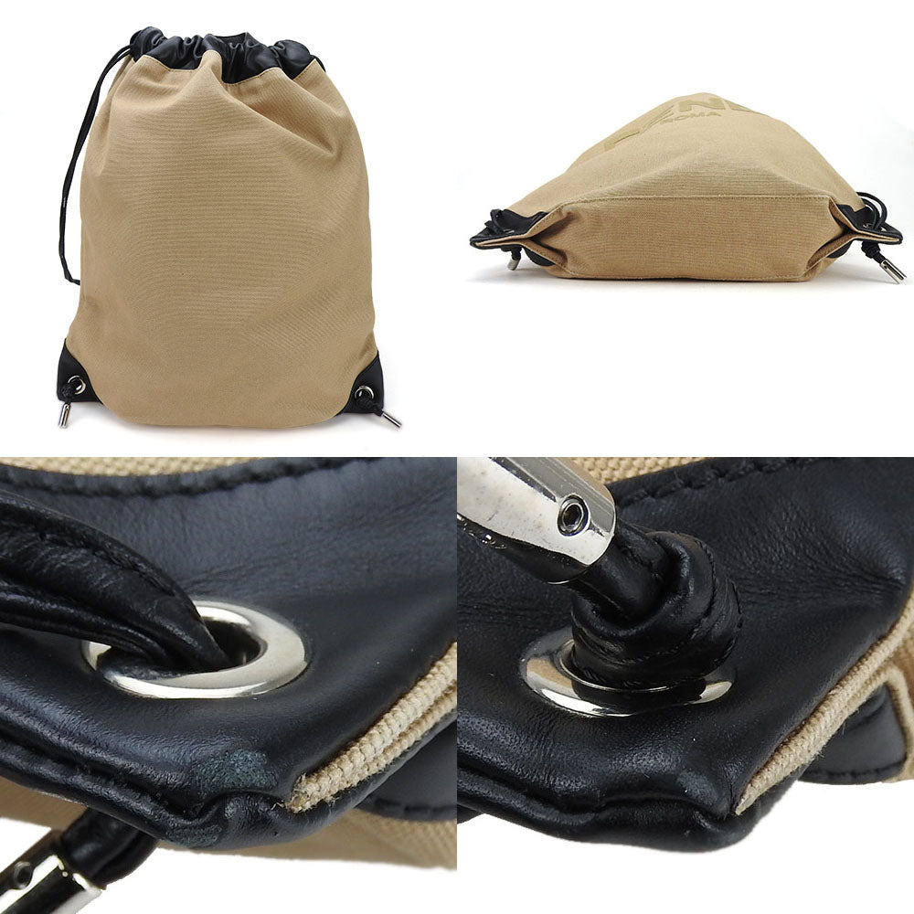 FENDI Backpack 7VZ057 Canvas, Leather beige Women Used
