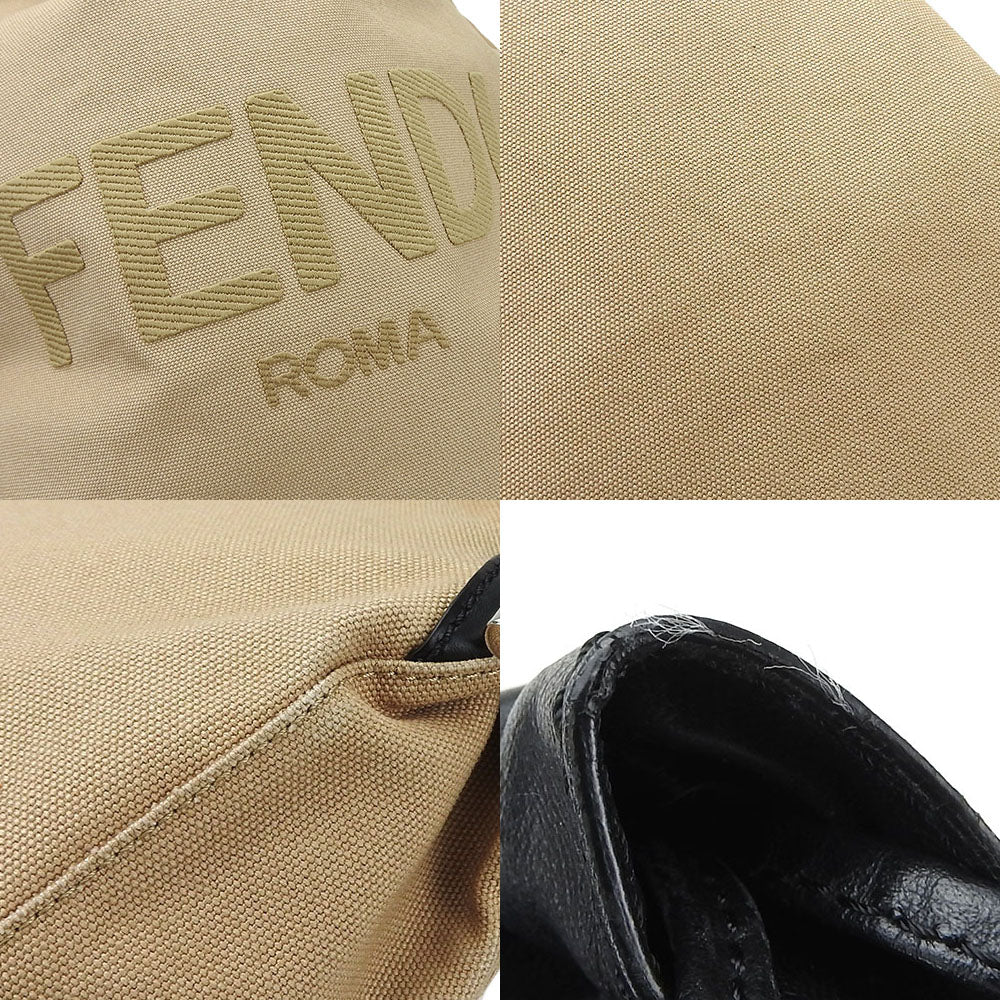 FENDI Backpack 7VZ057 Canvas, Leather beige Women Used