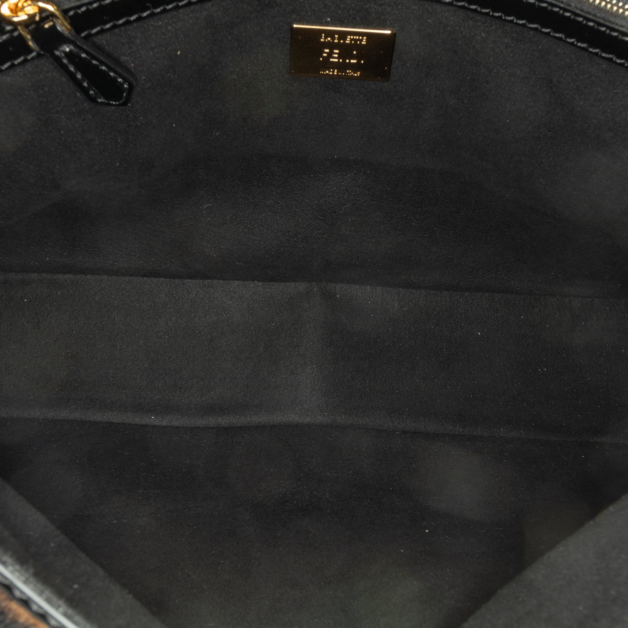 Black Fendi Shearling Pequin Baguette Satchel