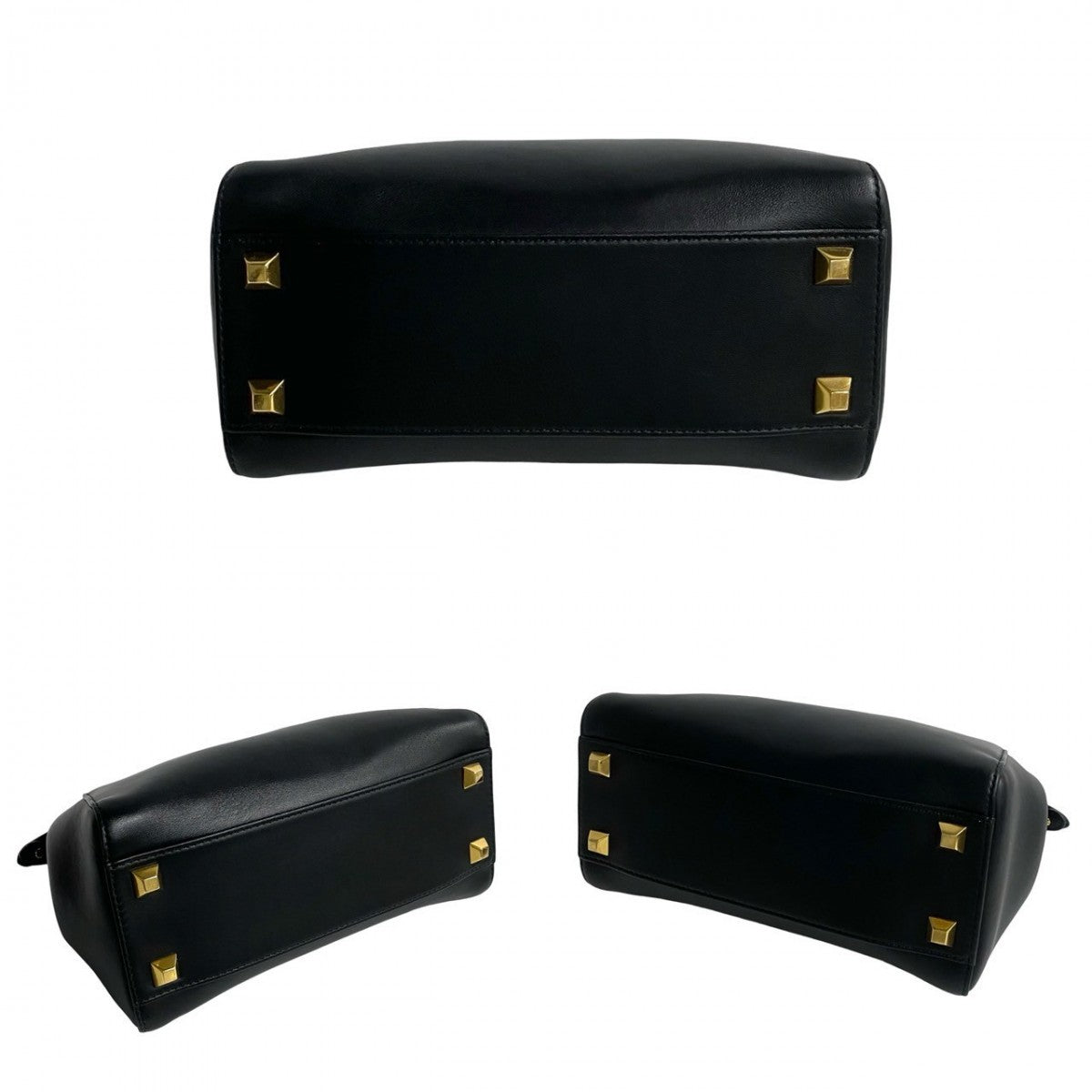FENDI Shoulder Bag leather black Peekaboo Mini Studs Women Used