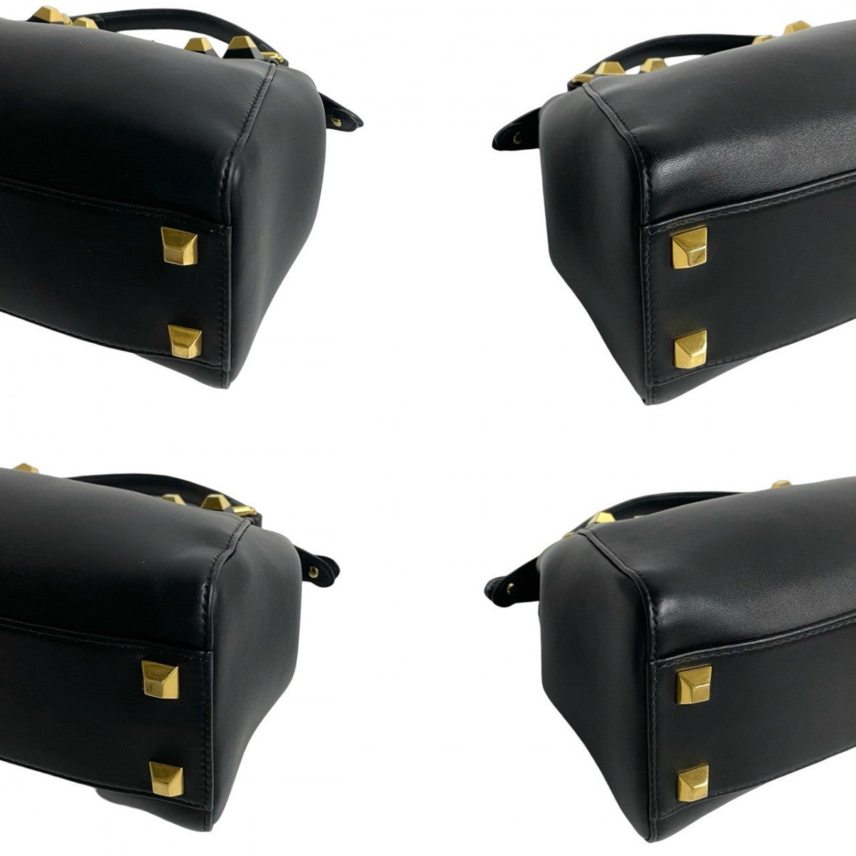 FENDI Shoulder Bag leather black Peekaboo Mini Studs Women Used