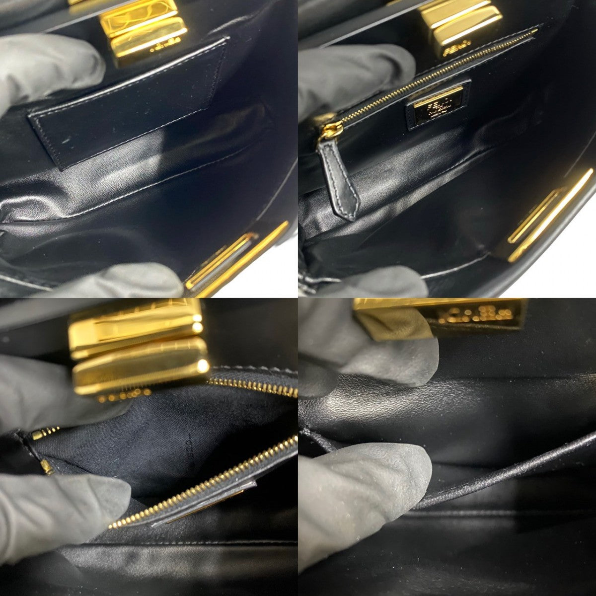 FENDI Shoulder Bag leather black Peekaboo Mini Studs Women Used