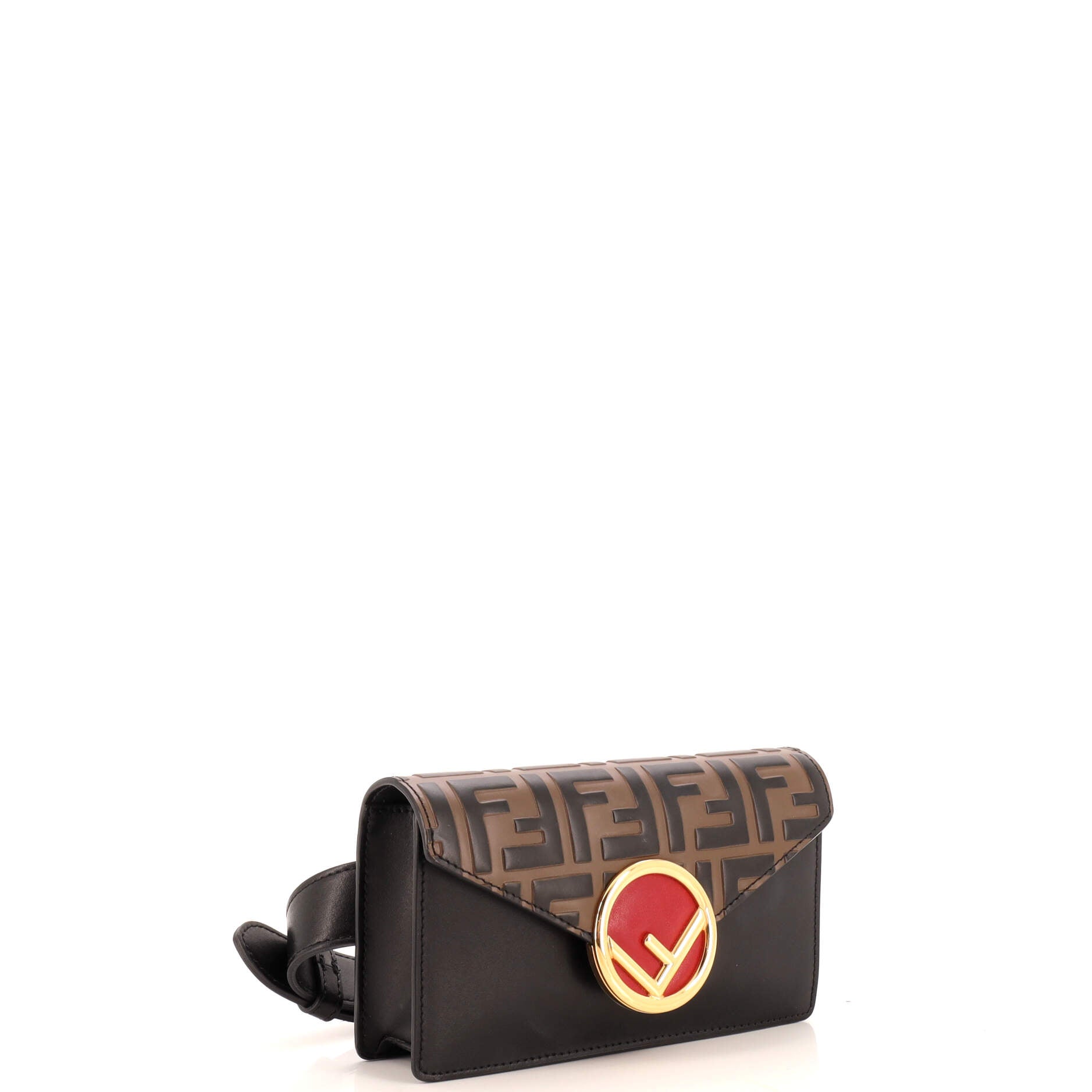 F is Fendi Convertible Belt Bag Leather with Zucca Embossed Detail