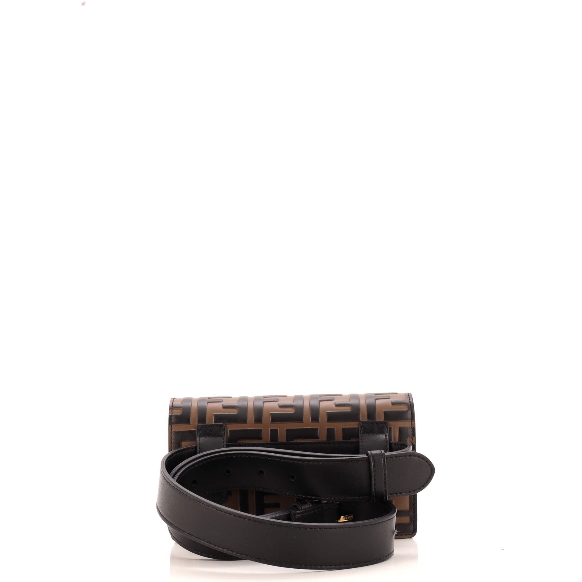 F is Fendi Convertible Belt Bag Leather with Zucca Embossed Detail