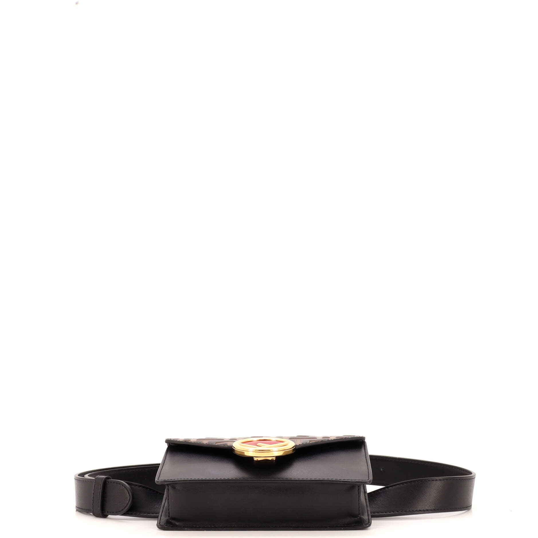 F is Fendi Convertible Belt Bag Leather with Zucca Embossed Detail
