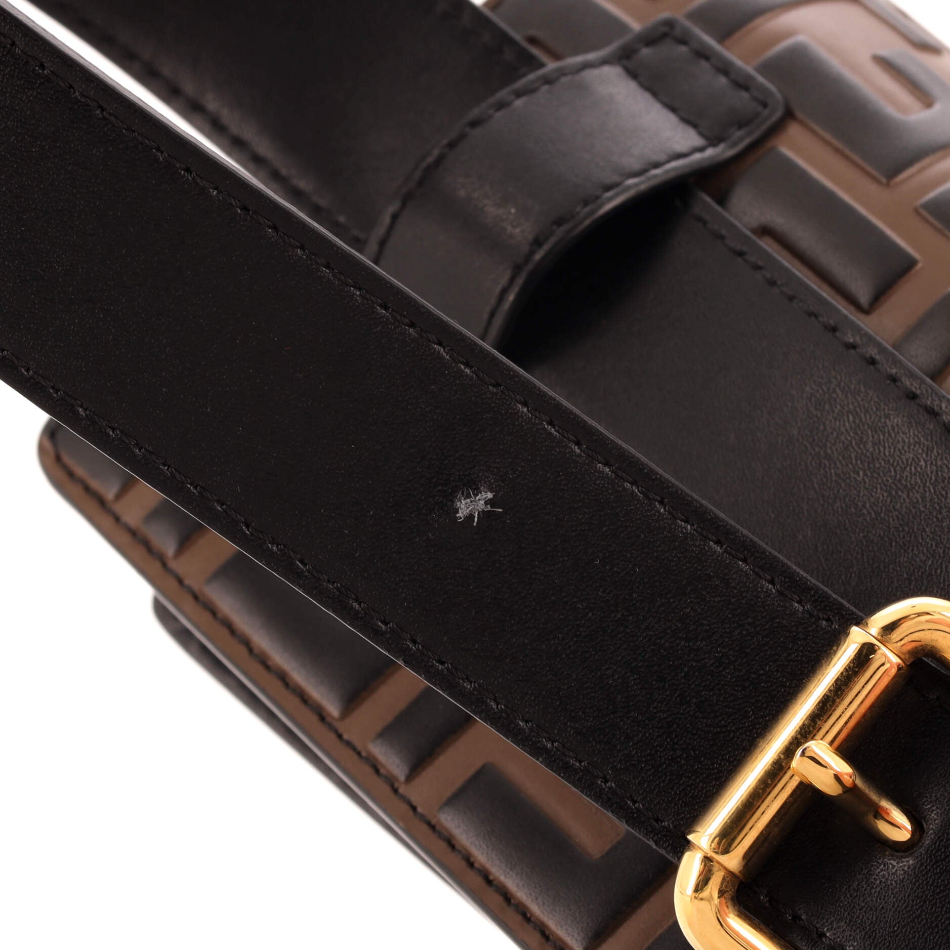 F is Fendi Convertible Belt Bag Leather with Zucca Embossed Detail