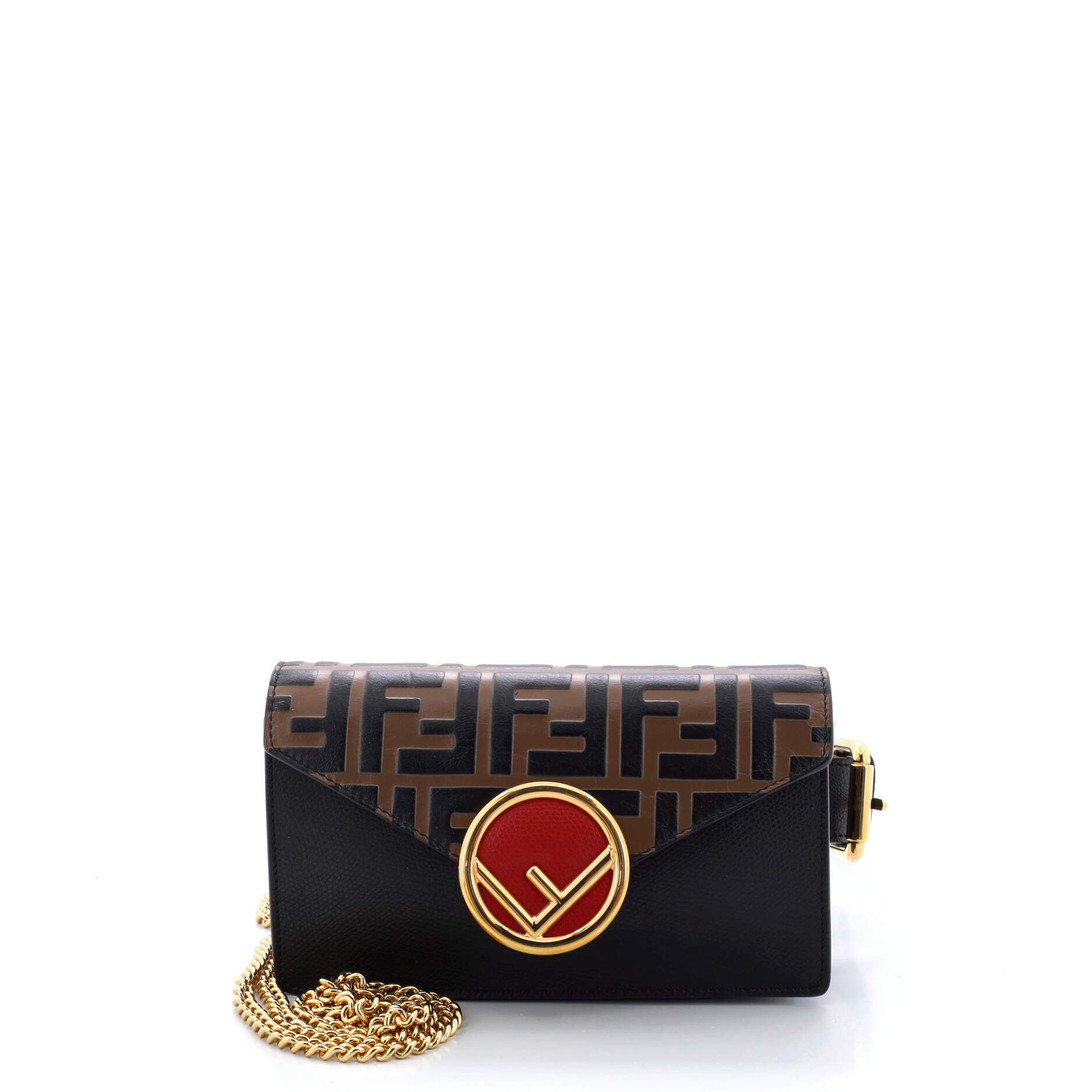 F is Fendi Convertible Belt Bag Leather with Zucca Embossed Detail