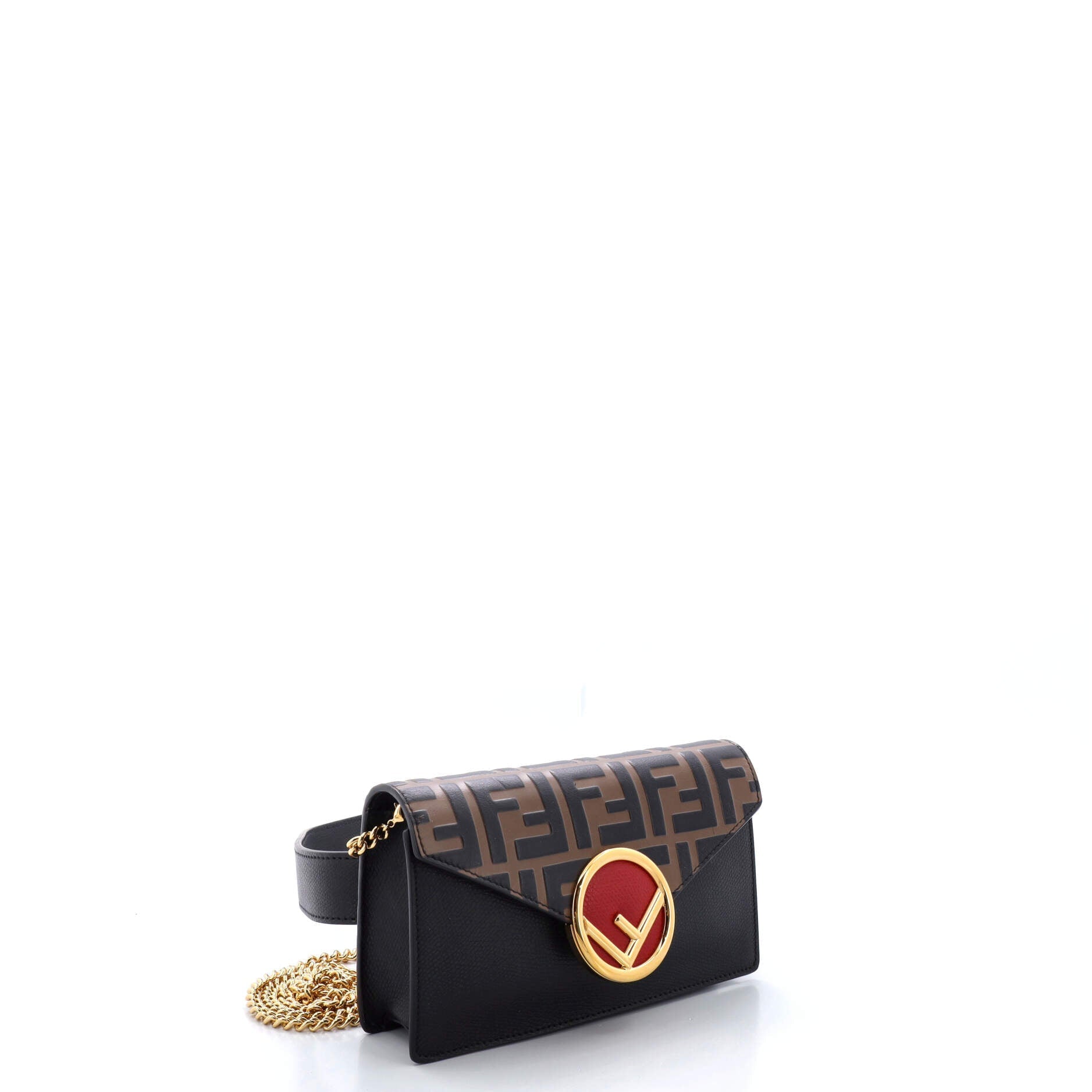 F is Fendi Convertible Belt Bag Leather with Zucca Embossed Detail