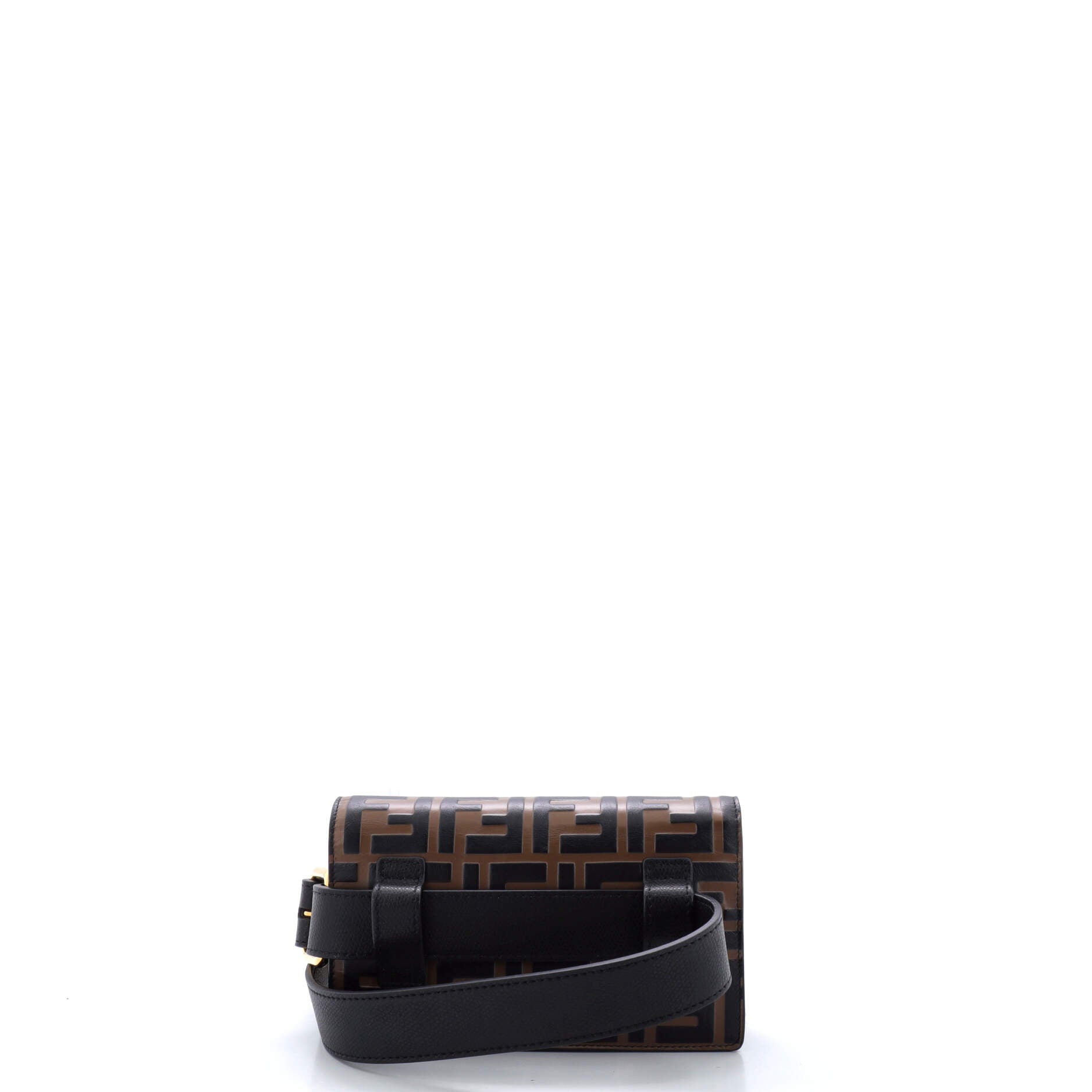 F is Fendi Convertible Belt Bag Leather with Zucca Embossed Detail