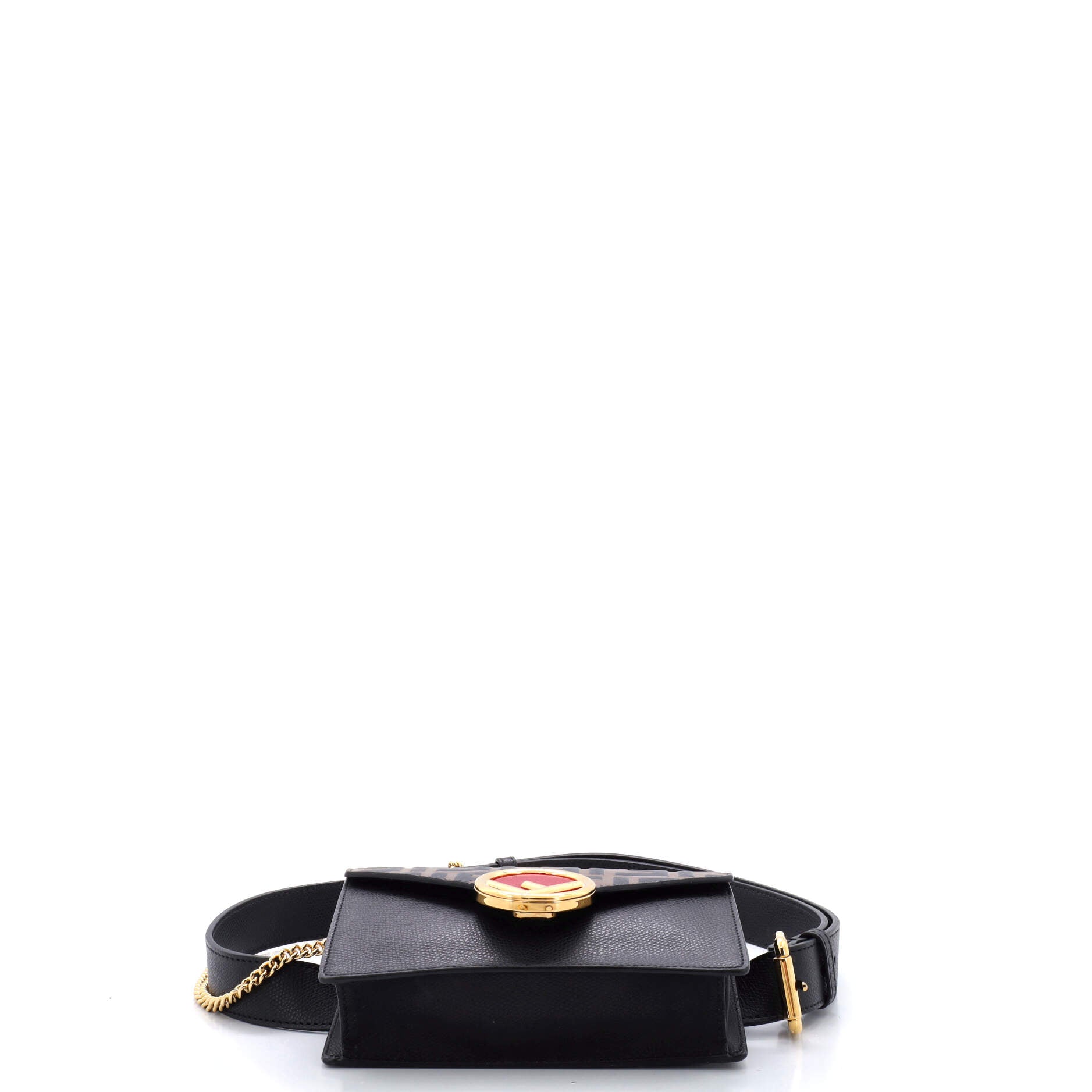 F is Fendi Convertible Belt Bag Leather with Zucca Embossed Detail