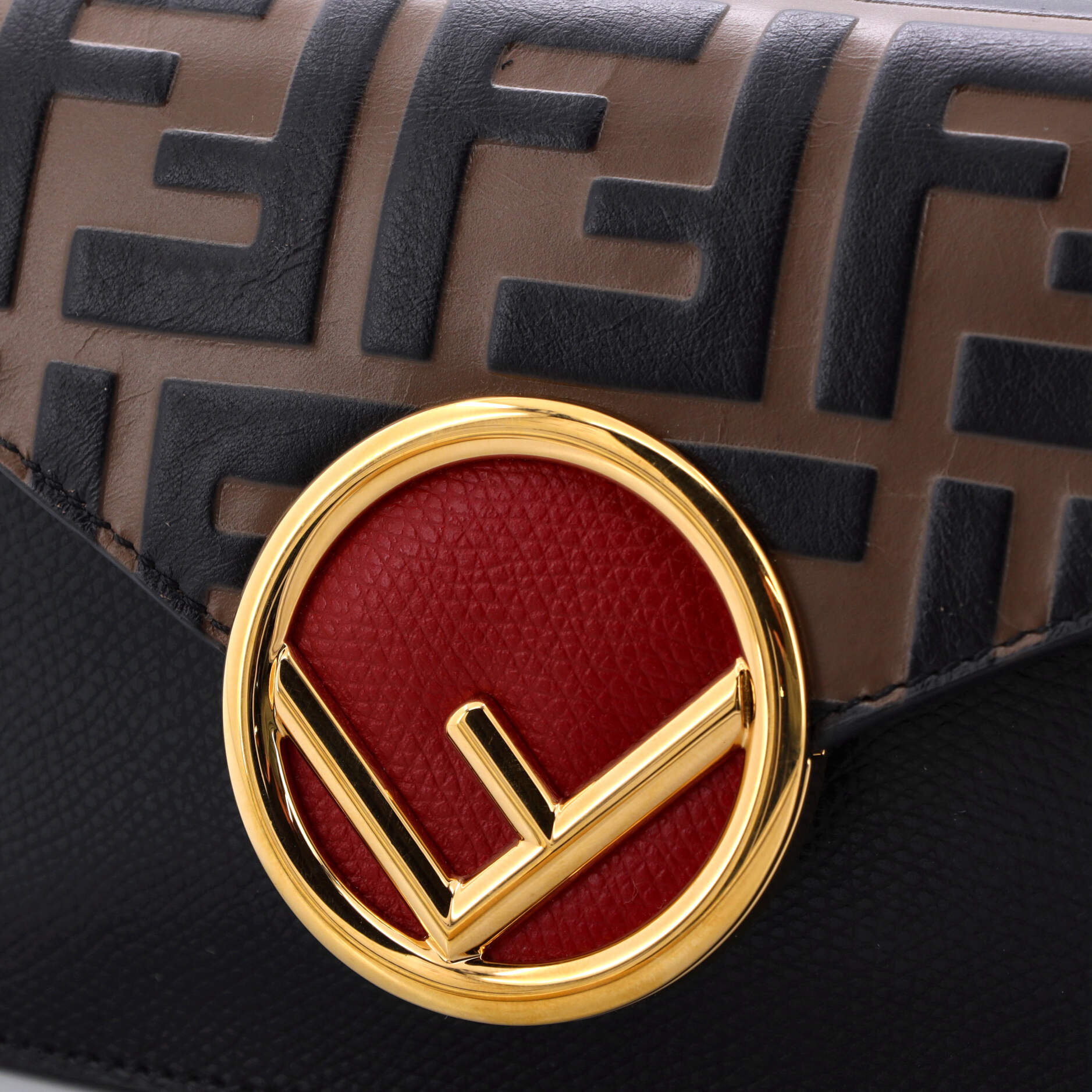 F is Fendi Convertible Belt Bag Leather with Zucca Embossed Detail