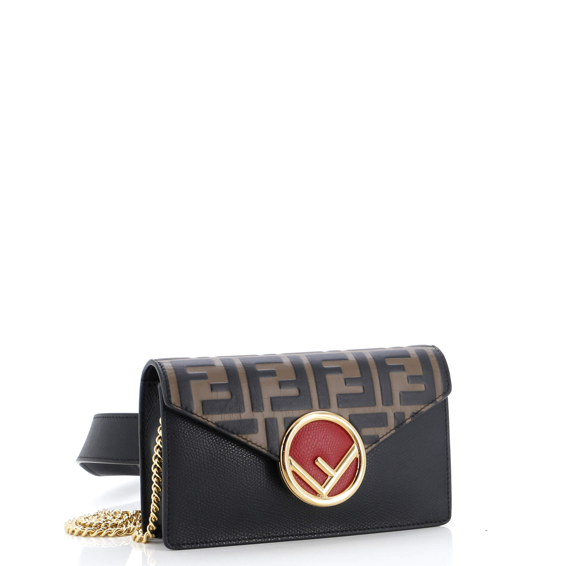 F is Fendi Convertible Belt Bag Leather with Zucca Embossed Detail