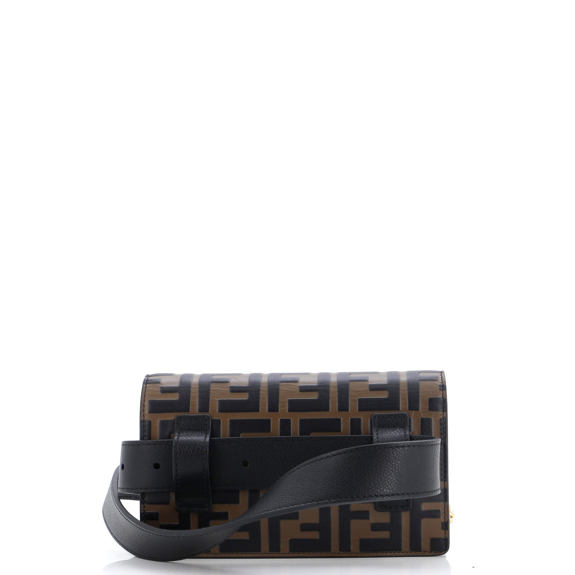F is Fendi Convertible Belt Bag Leather with Zucca Embossed Detail