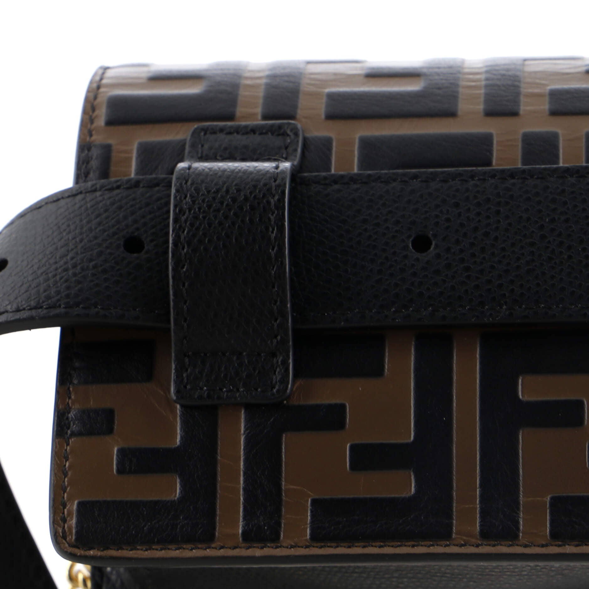 F is Fendi Convertible Belt Bag Leather with Zucca Embossed Detail