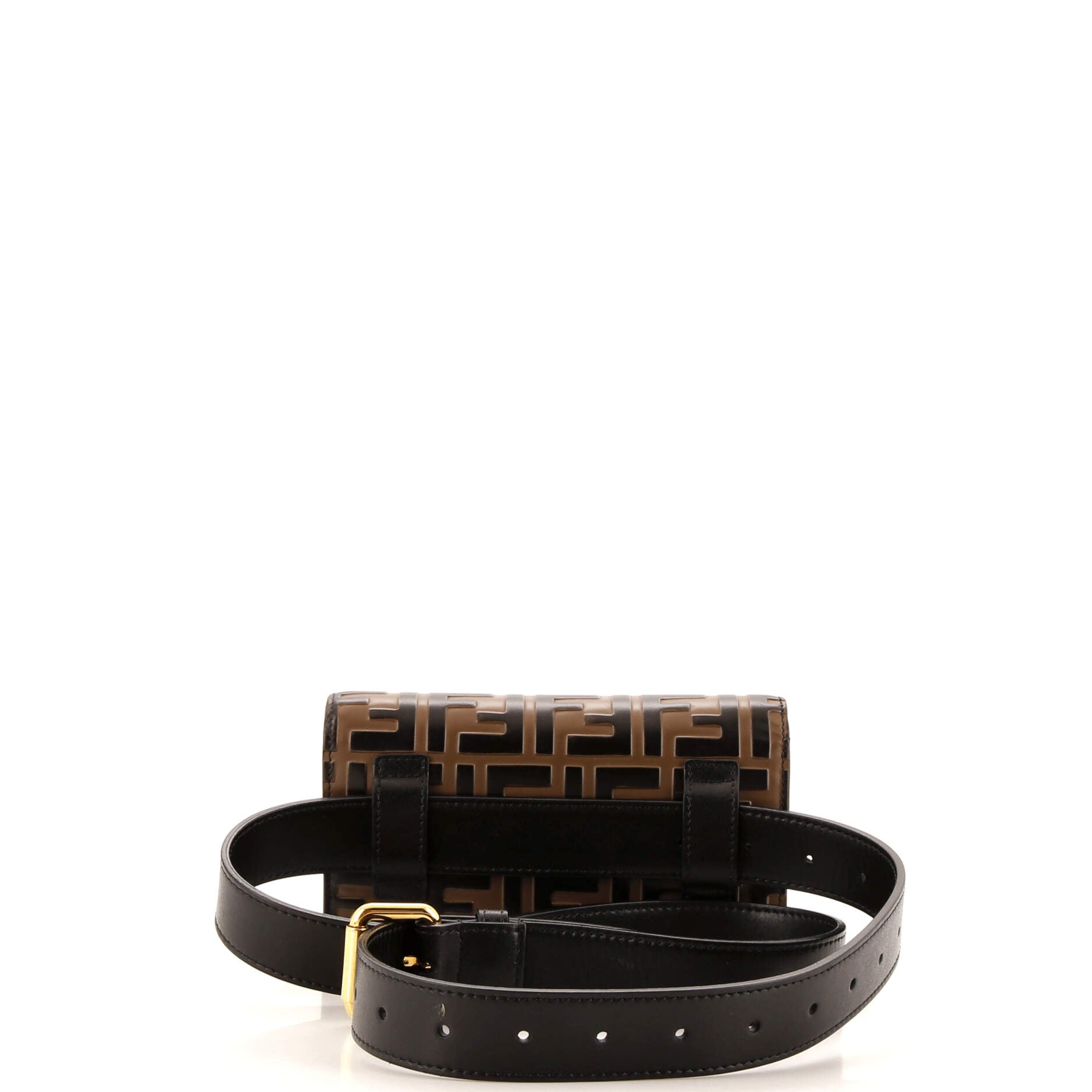 F is Fendi Convertible Belt Bag Leather with Zucca Embossed Detail