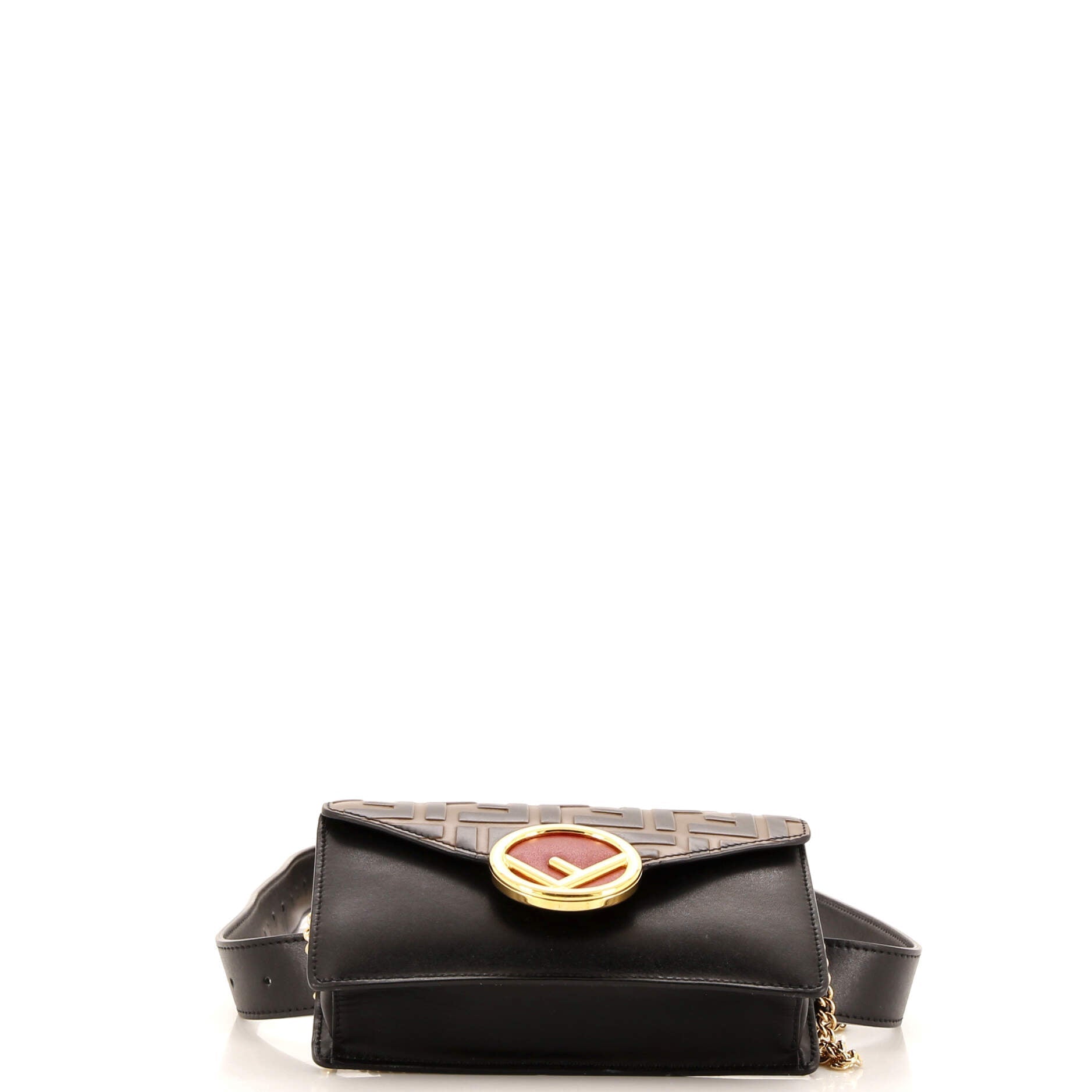 F is Fendi Convertible Belt Bag Leather with Zucca Embossed Detail
