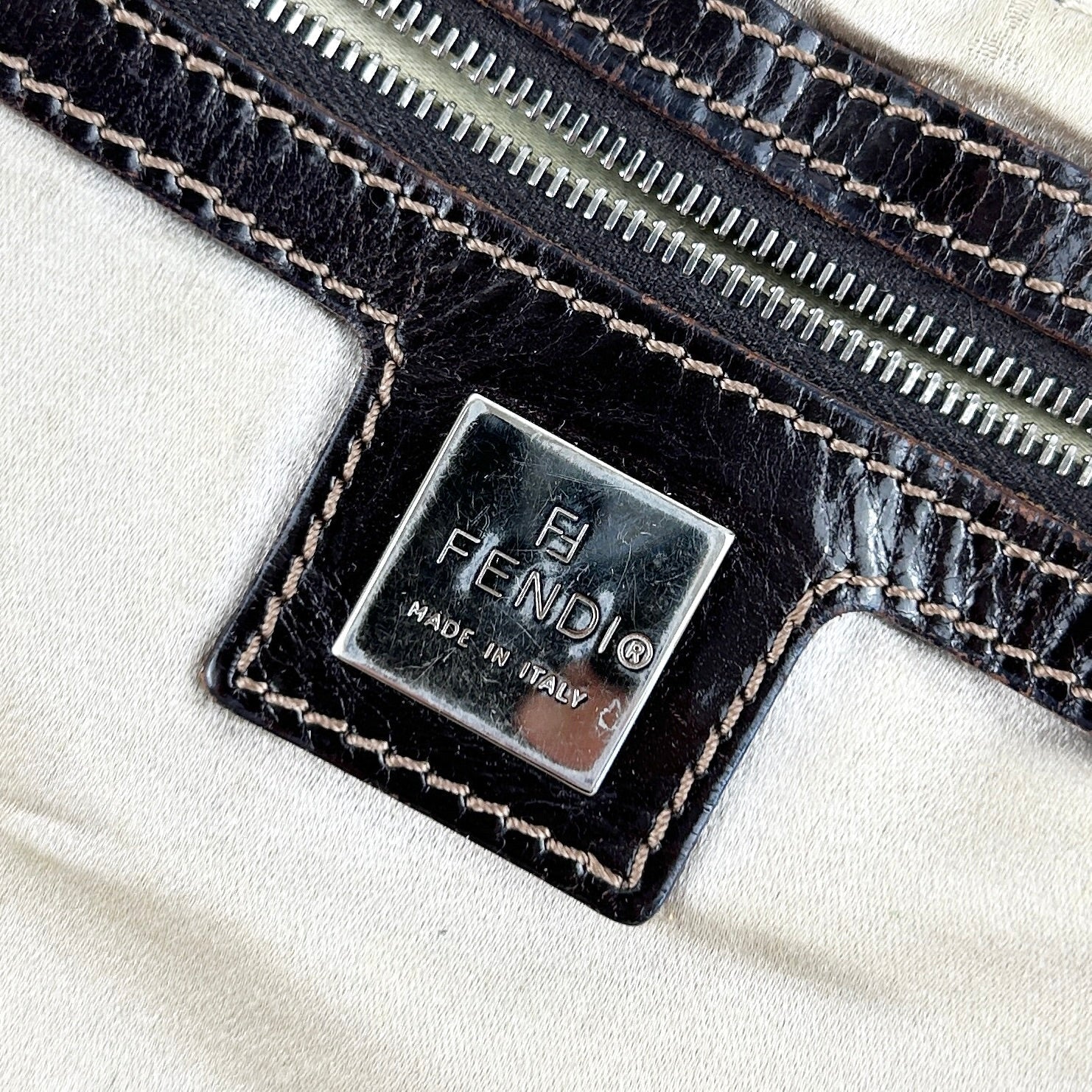 Vintage Fendi Wool Mamma Baguette Shoulder Bag
