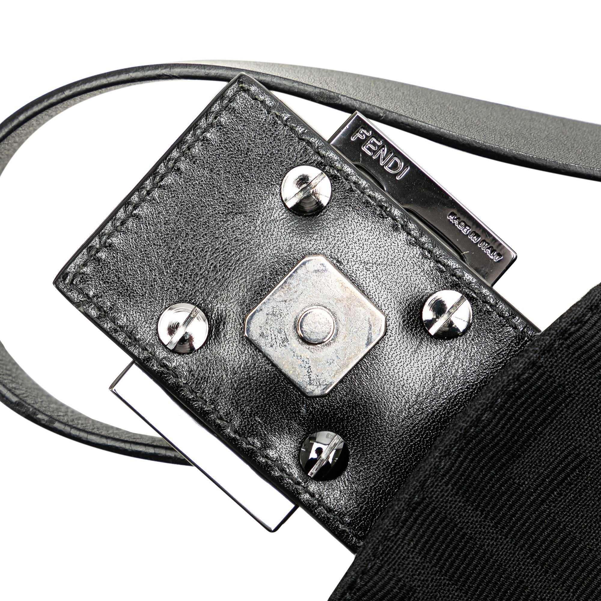 Black Fendi Zucca Canvas Double Flap Shoulder Bag