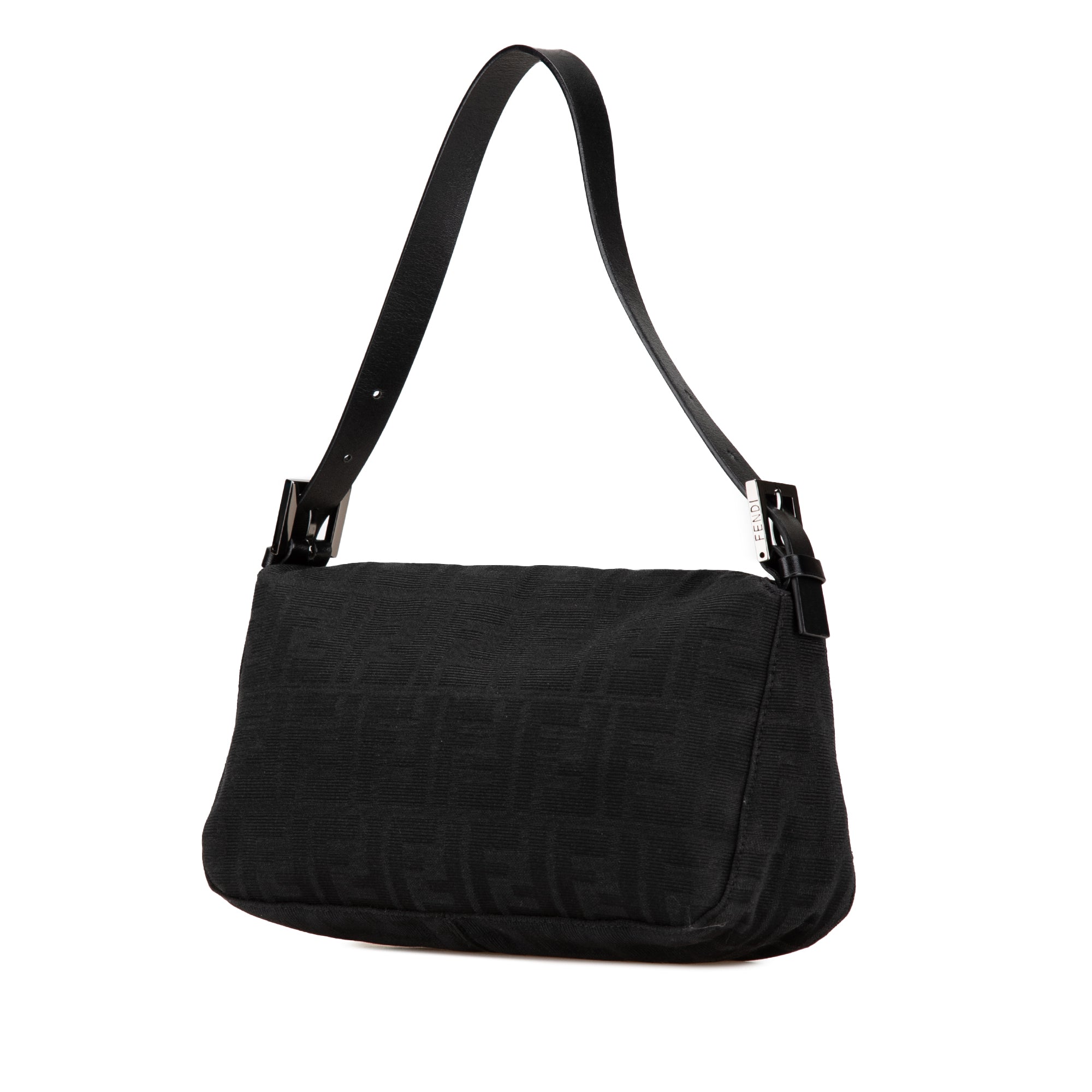 Black Fendi Zucca Canvas Double Flap Shoulder Bag