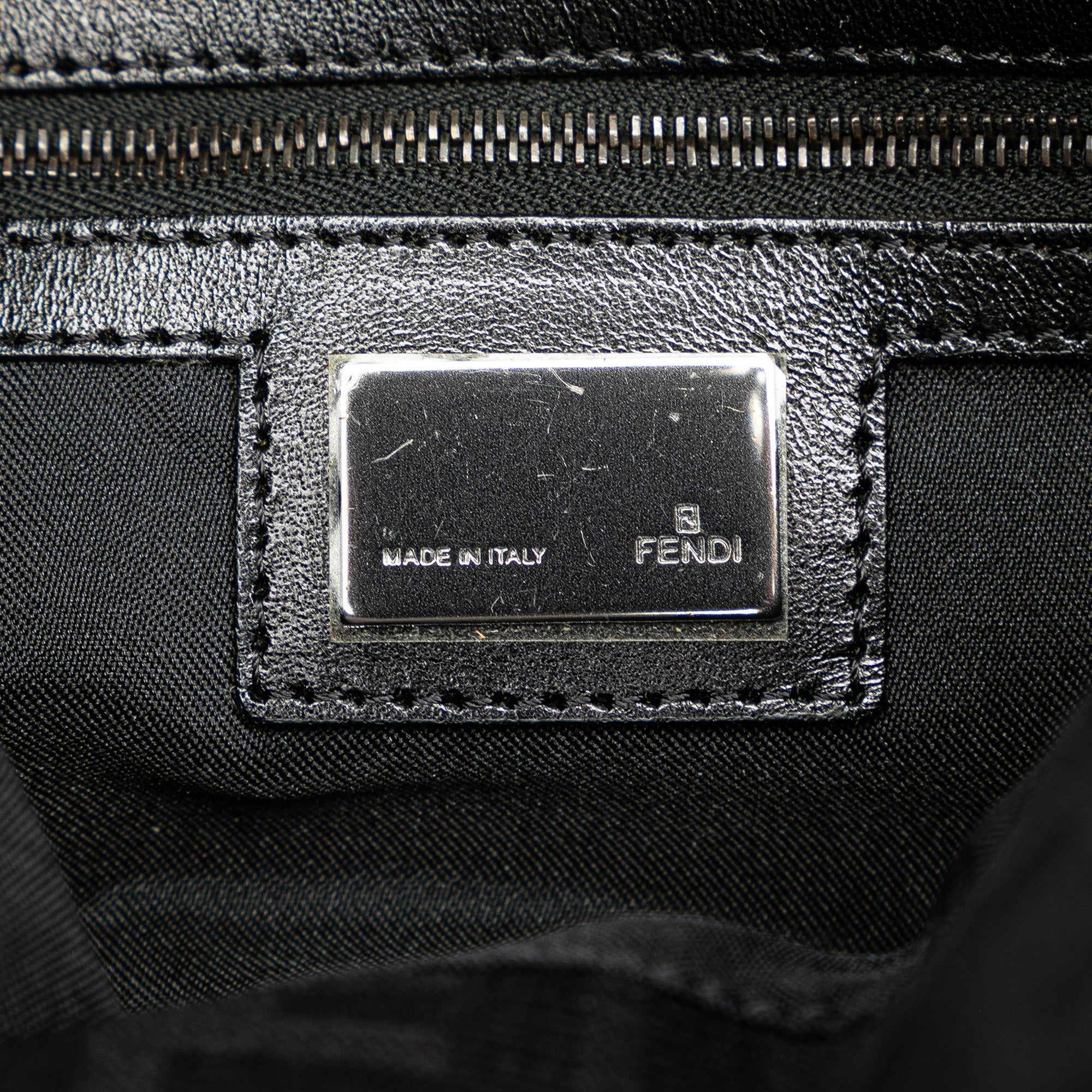 Black Fendi Zucca Canvas Double Flap Shoulder Bag