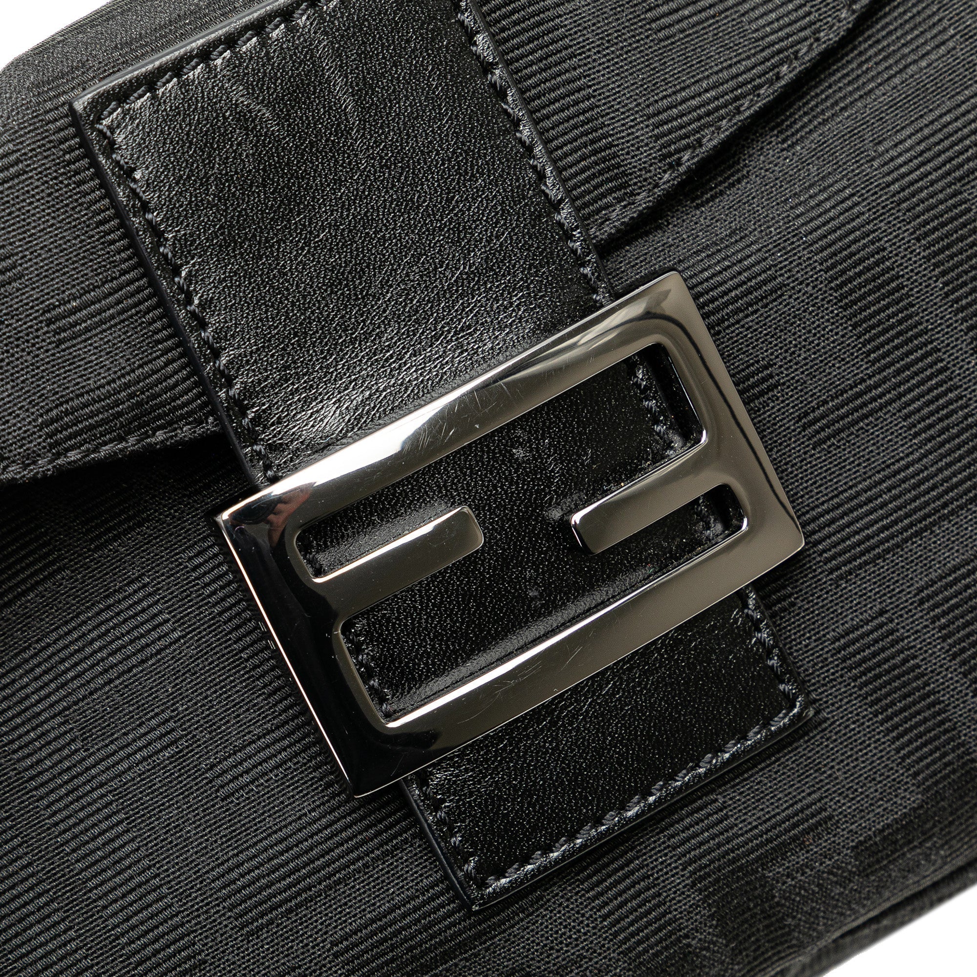 Black Fendi Zucca Canvas Double Flap Shoulder Bag