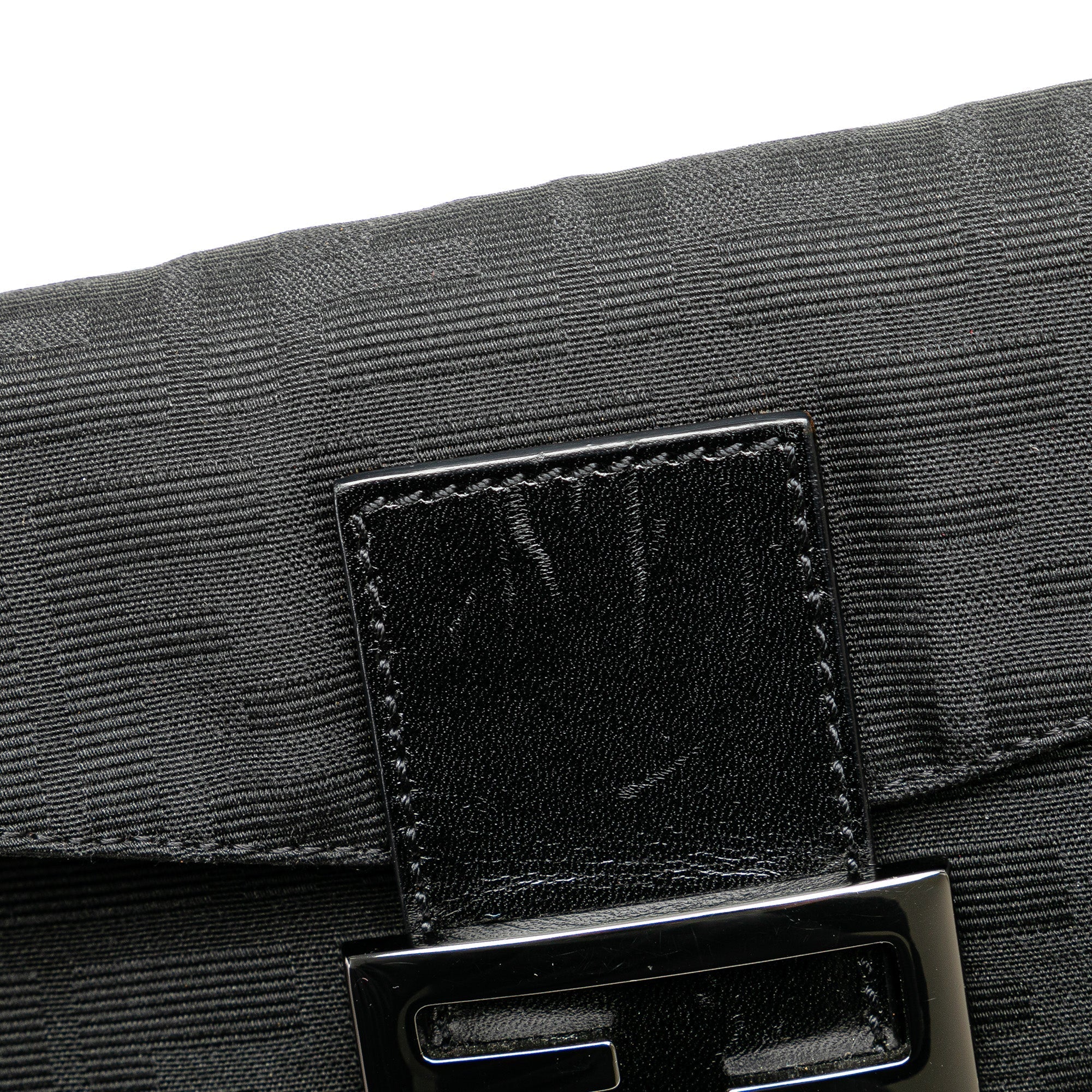 Black Fendi Zucca Canvas Double Flap Shoulder Bag