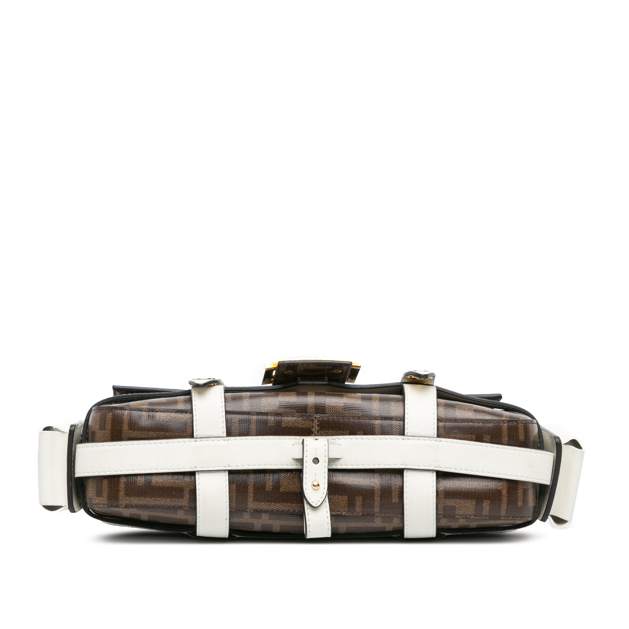 Brown Fendi Zucca Glazed Fabric Cage Baguette Satchel