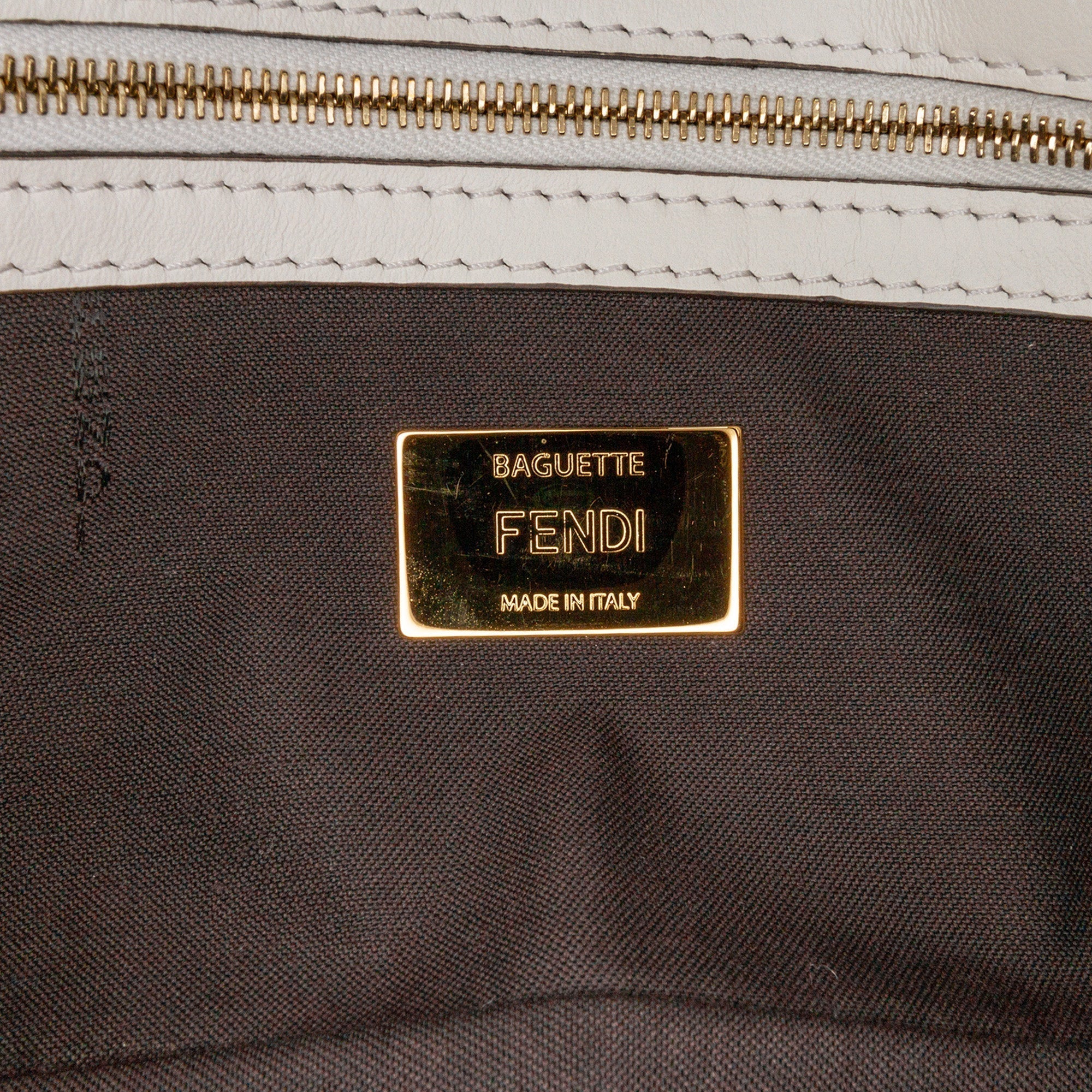 Brown Fendi Zucca Glazed Fabric Cage Baguette Satchel
