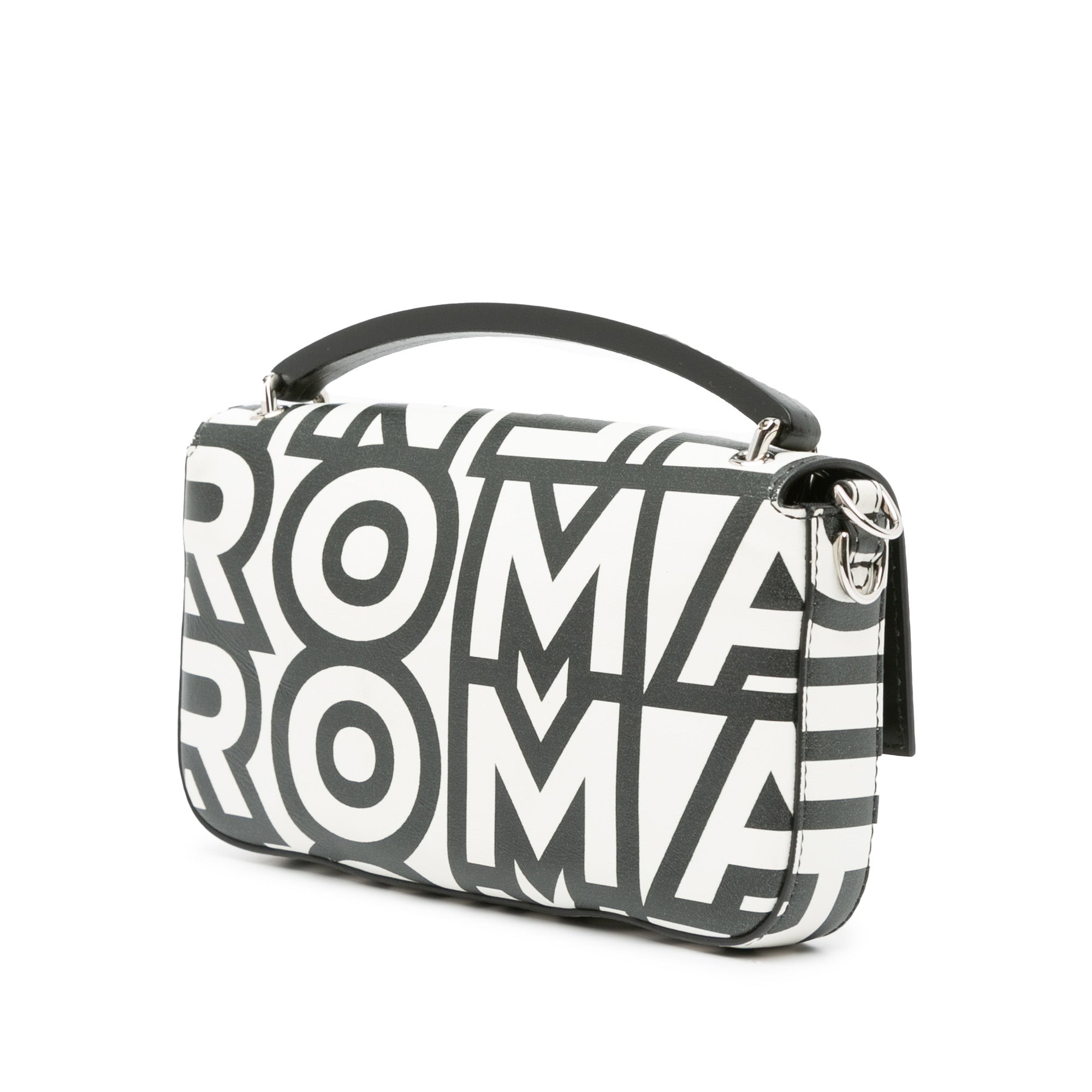 White Fendi Marc Jacobs Nappa Vitello King Logo Print Phone Baguette Satchel