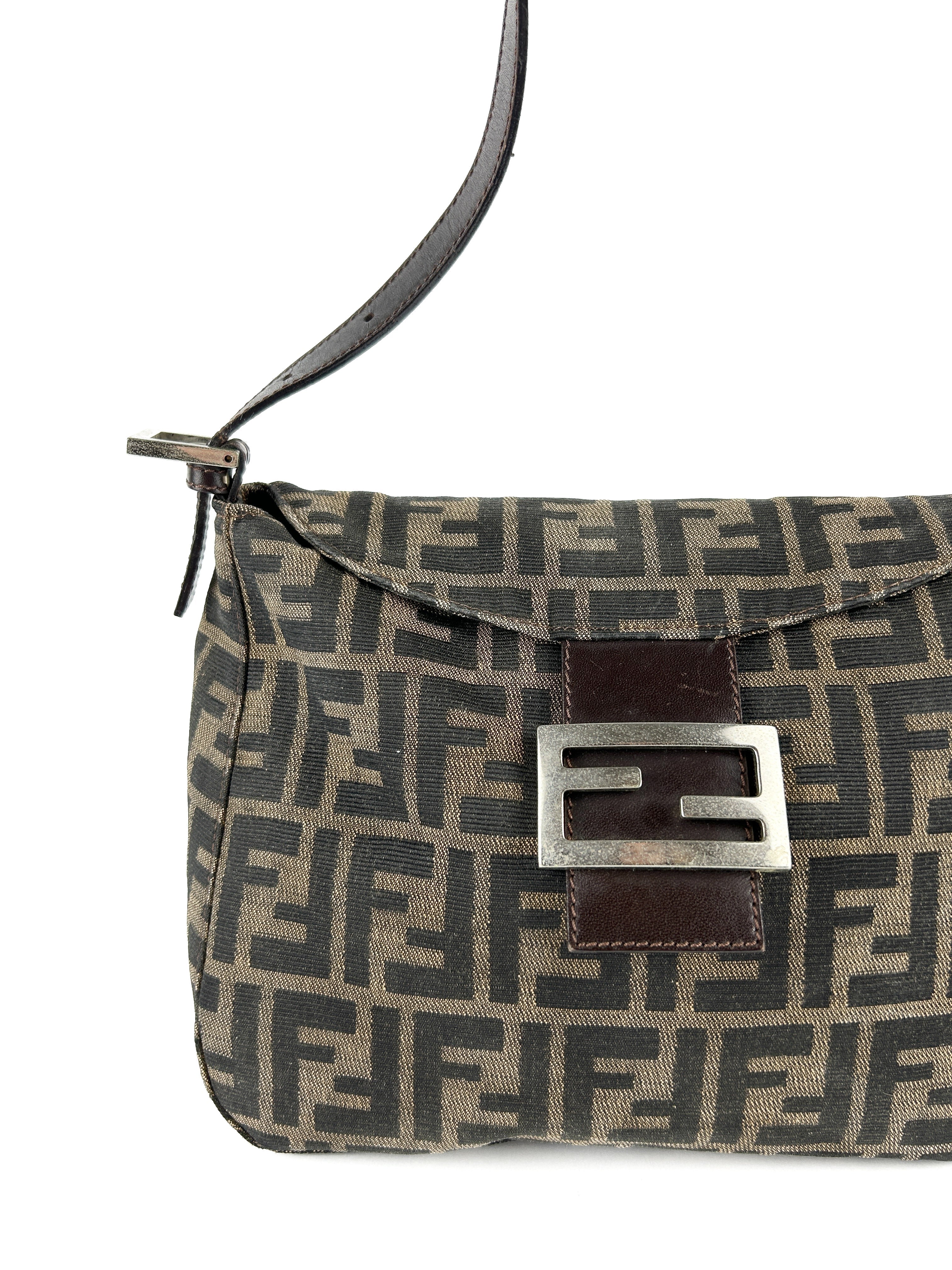 Vintage Fendi Zucca Mamma Baguette Shoulder Bag