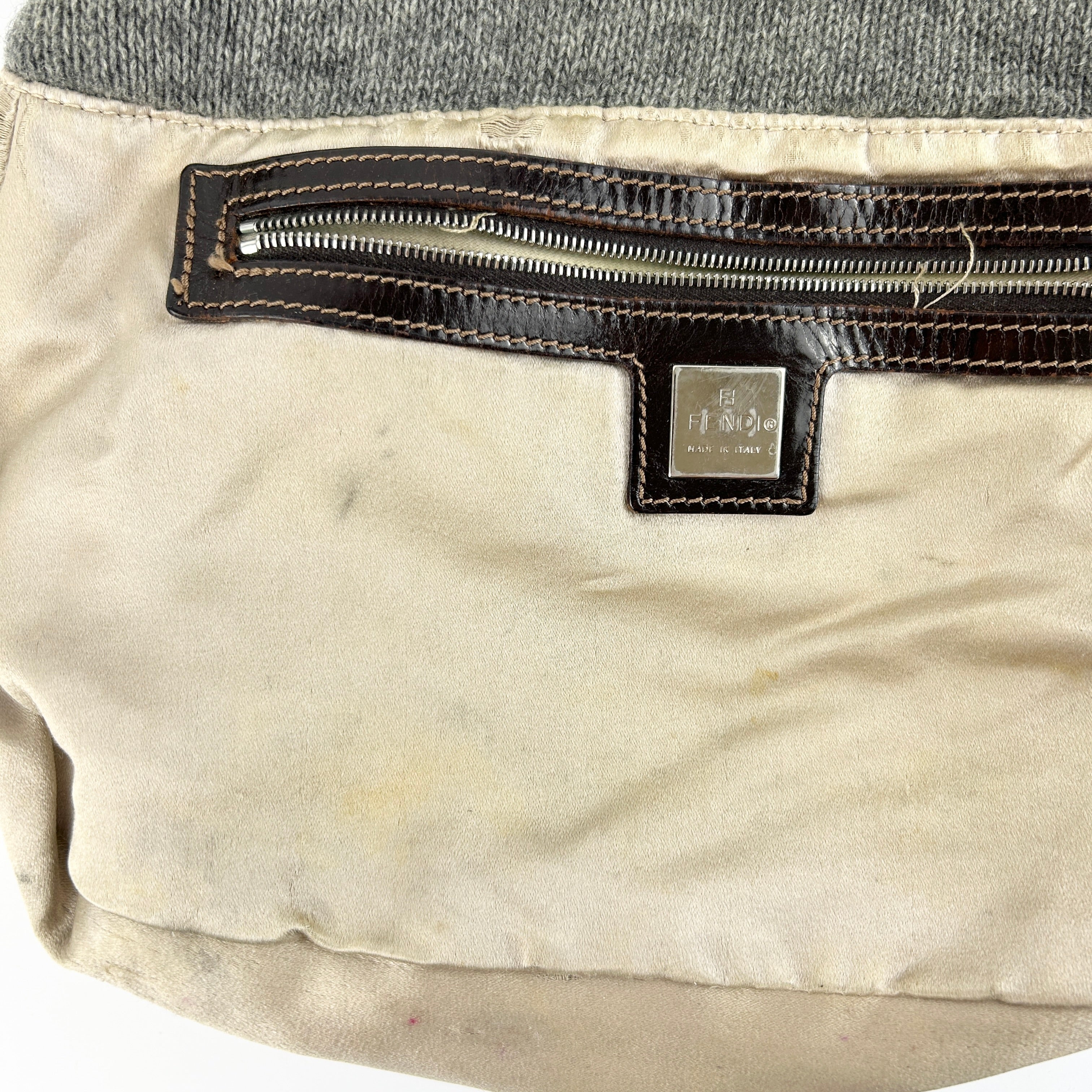 Vintage Fendi Wool Mamma Baguette Shoulder Bag